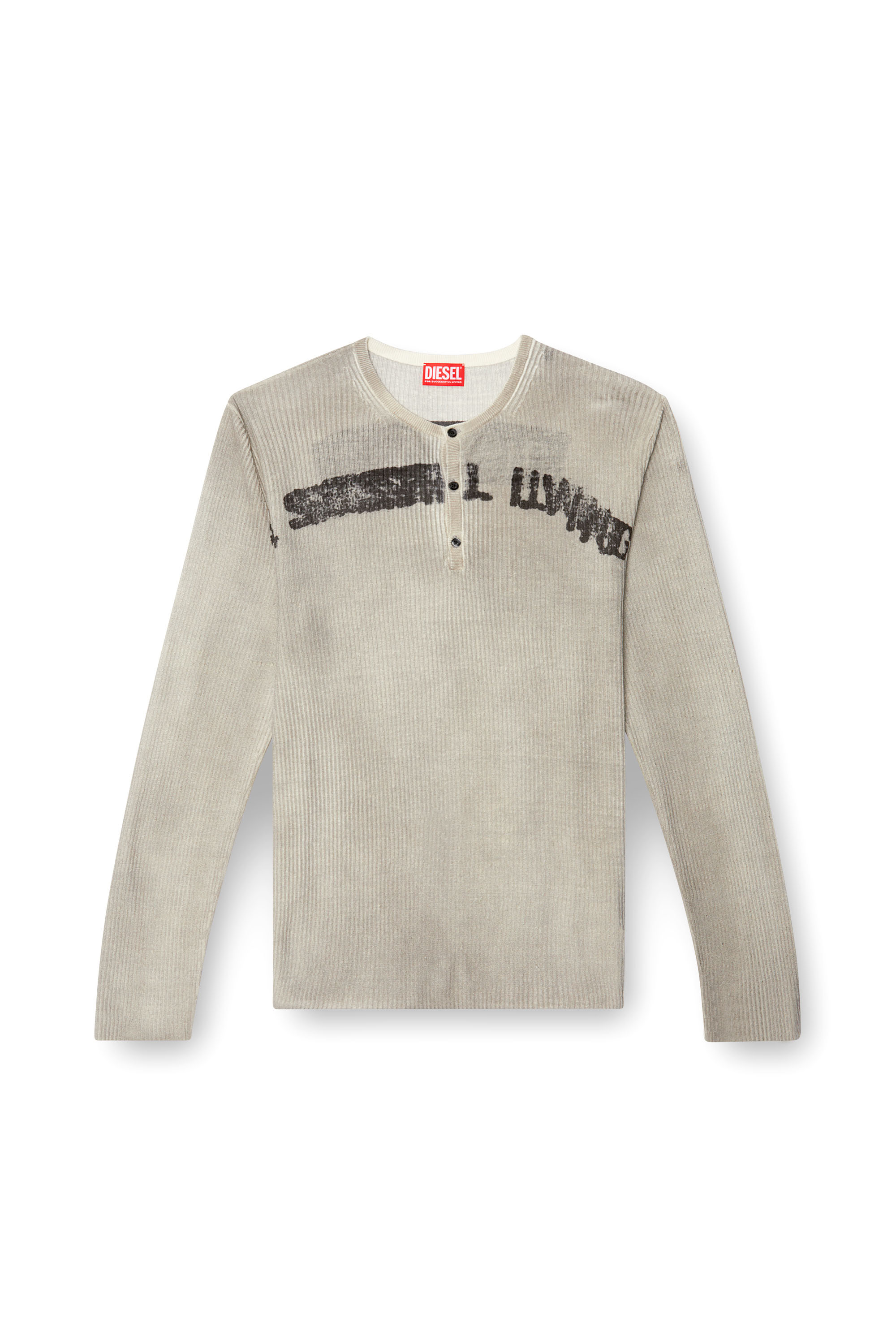 Diesel - K-ROBBY, Unisex Henley-Pullover aus Leinen mit Schmutz-Effekt in Beige - 3