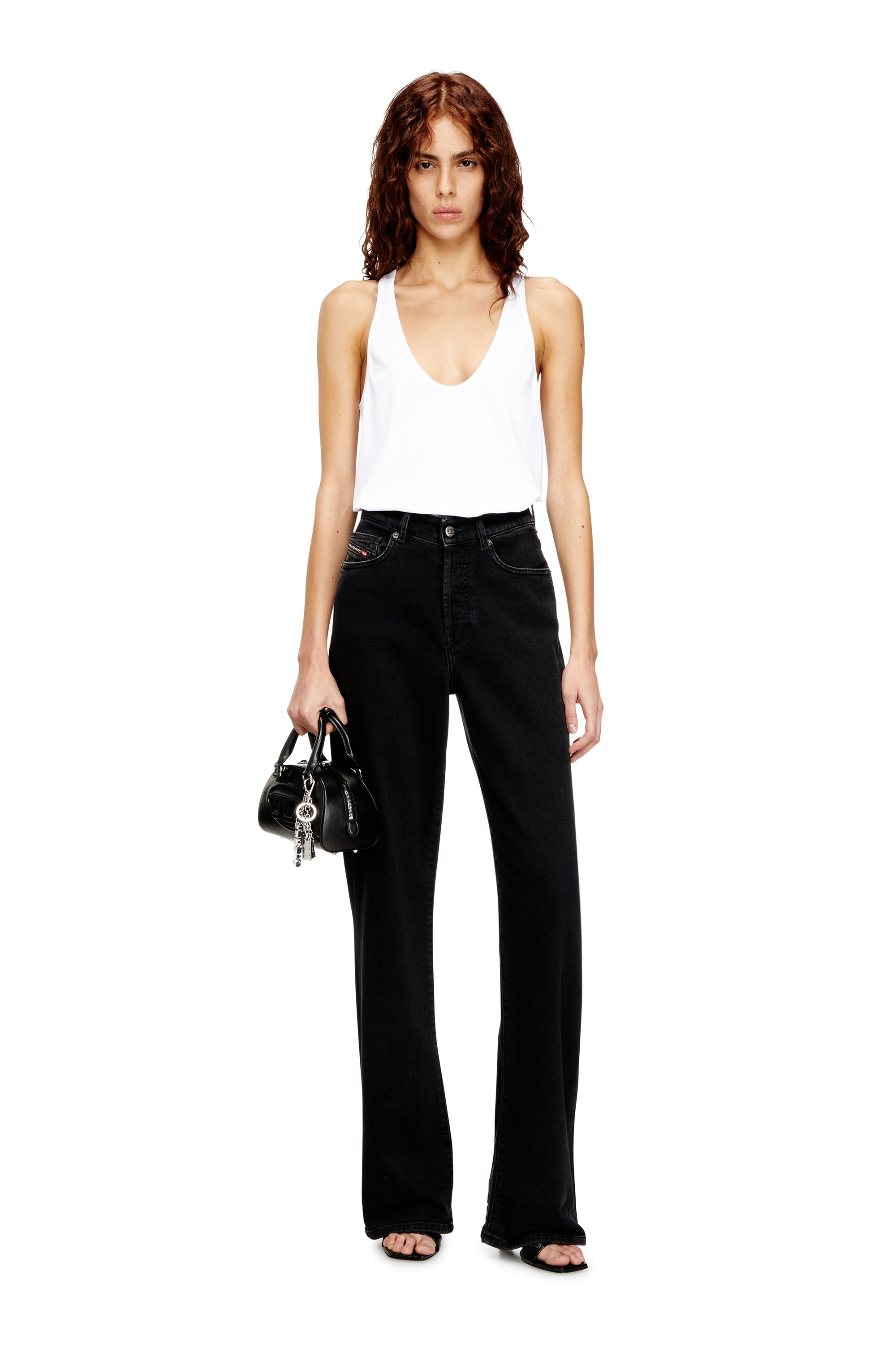 Diesel - T-IPSYA-LKDS, Damen Geripptes Tanktop mit Oval D in Weiß - 2