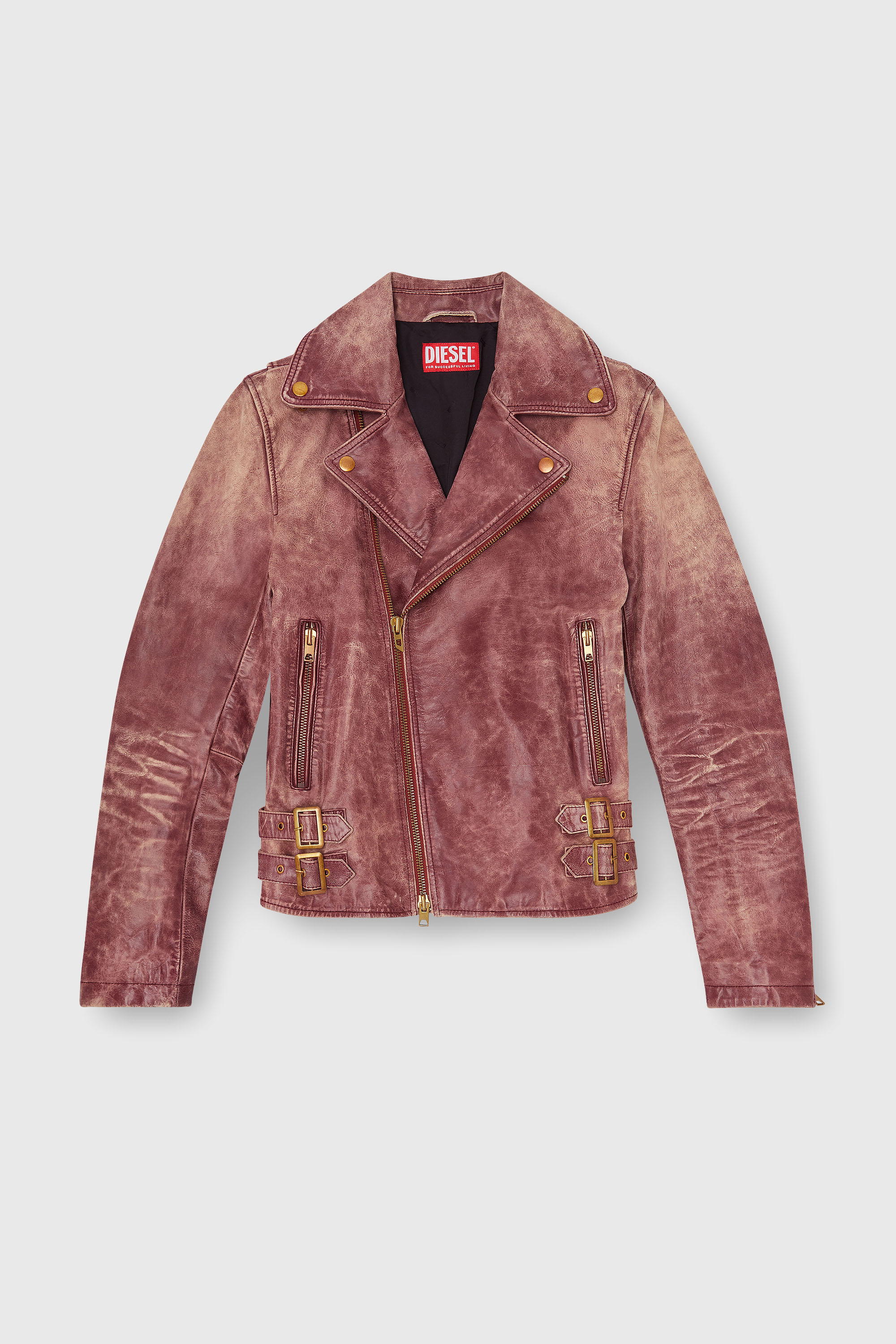 Diesel - L-EON-CJCM, Herren Biker-Jacke aus behandeltem Leder in Braun - 2