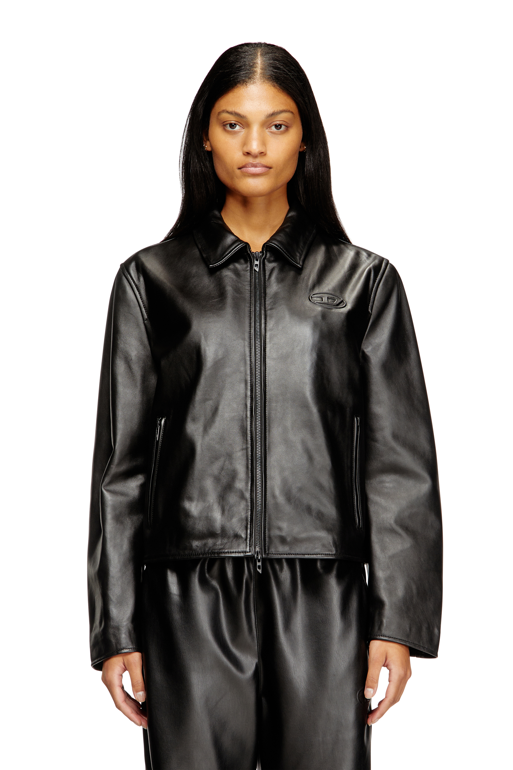 Diesel - L-AMAR-FEM-S2, Damen Coachjacke aus Leder in Schwarz - 3