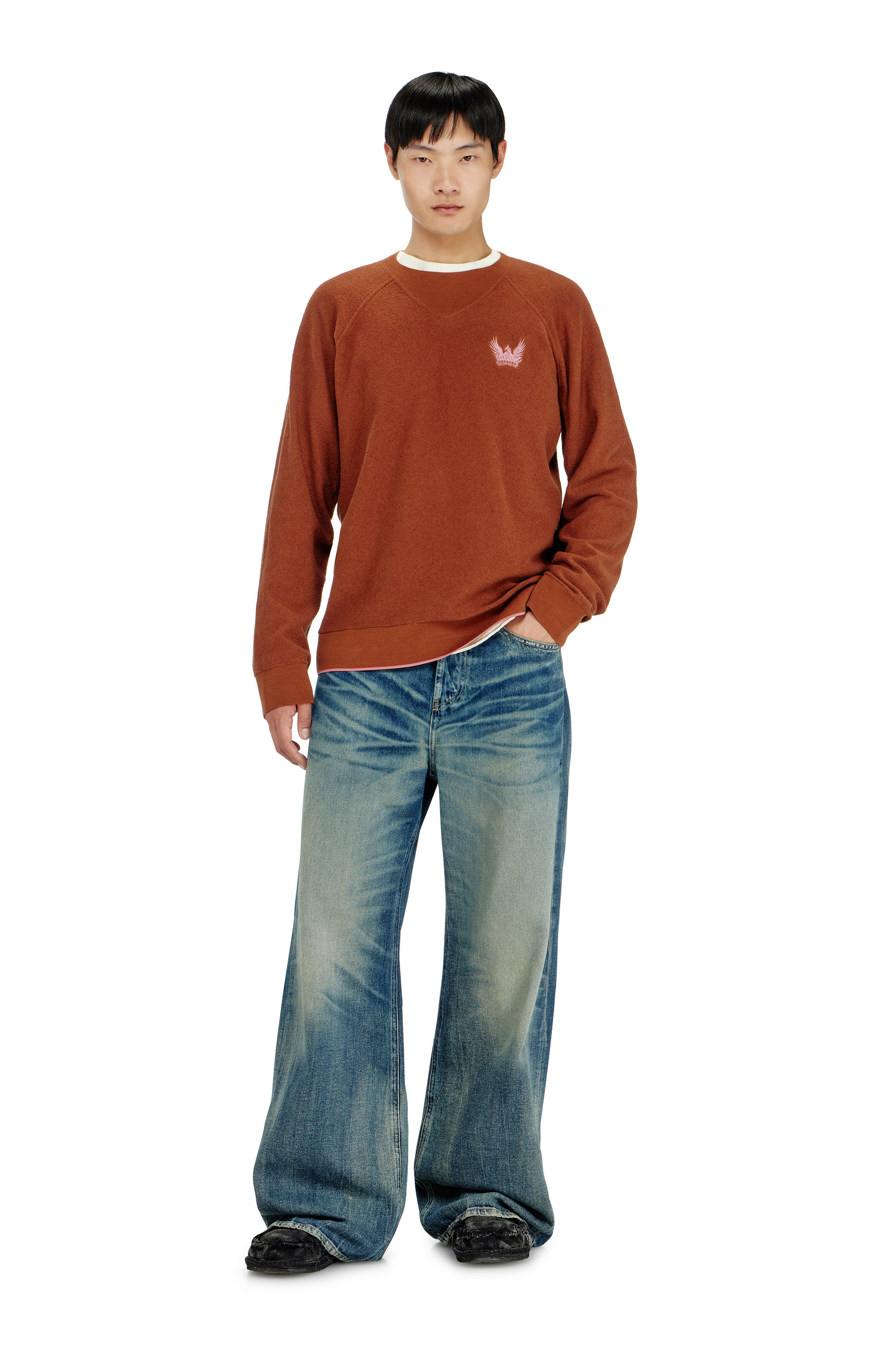 Diesel - K-RALFS, Herren Boucl&eacute;-Pullover mit Phoenix-Stickerei in null - 2