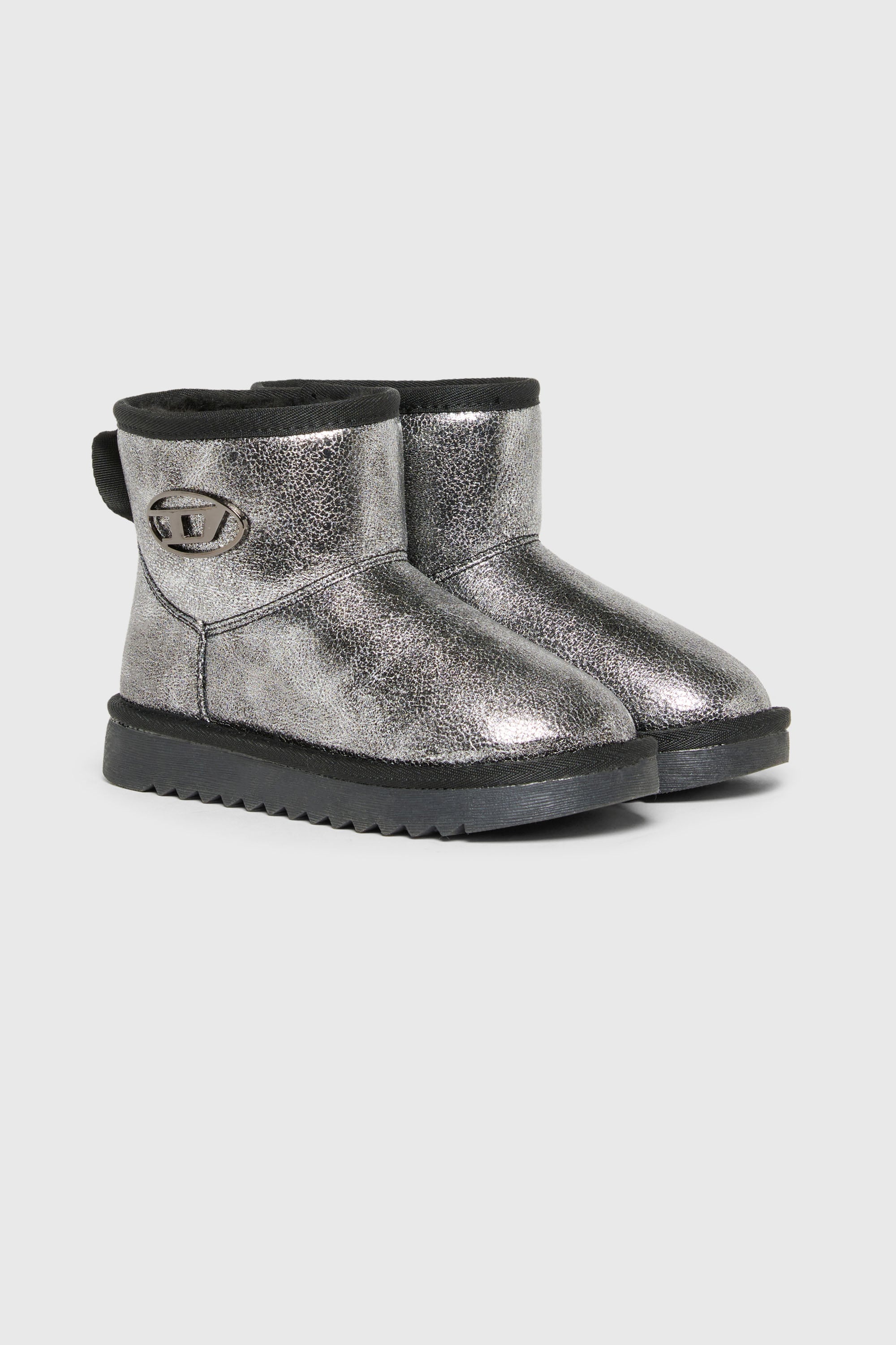 Diesel - D-DAATEN, Unisex D-Daaten - Metallische Stiefel mit Pl&uuml;schfutter in Silber - 2
