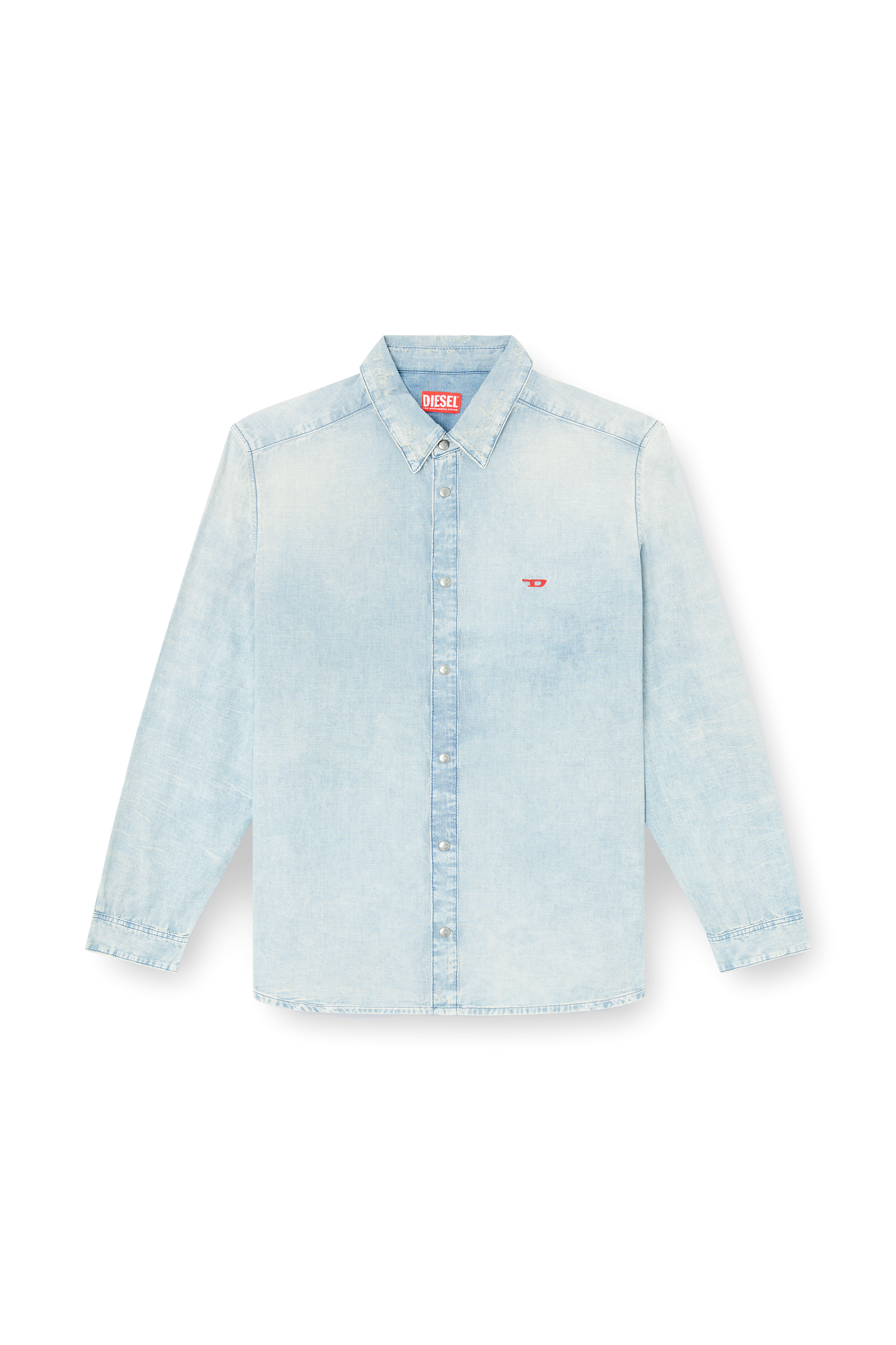 Diesel - D-SIMPLY, Herren Shirt aus Denim mit Bleich-Effekt in Hellblau - 2