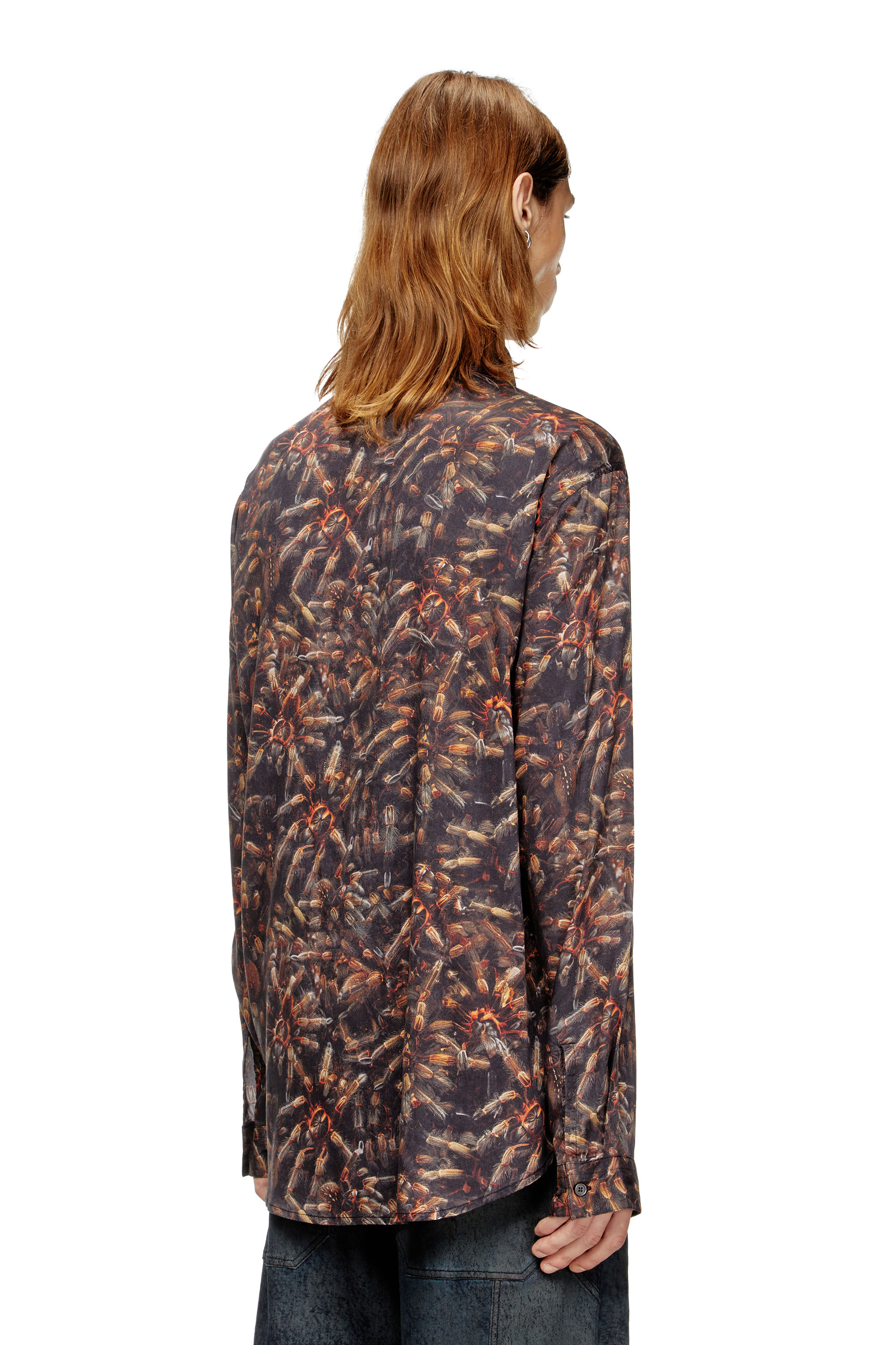 Diesel - S-SIMPLY-SPIDER-PJBK, Herren Lyocell-Hemd mit Allover-Print in Schwarz/Braun - 4