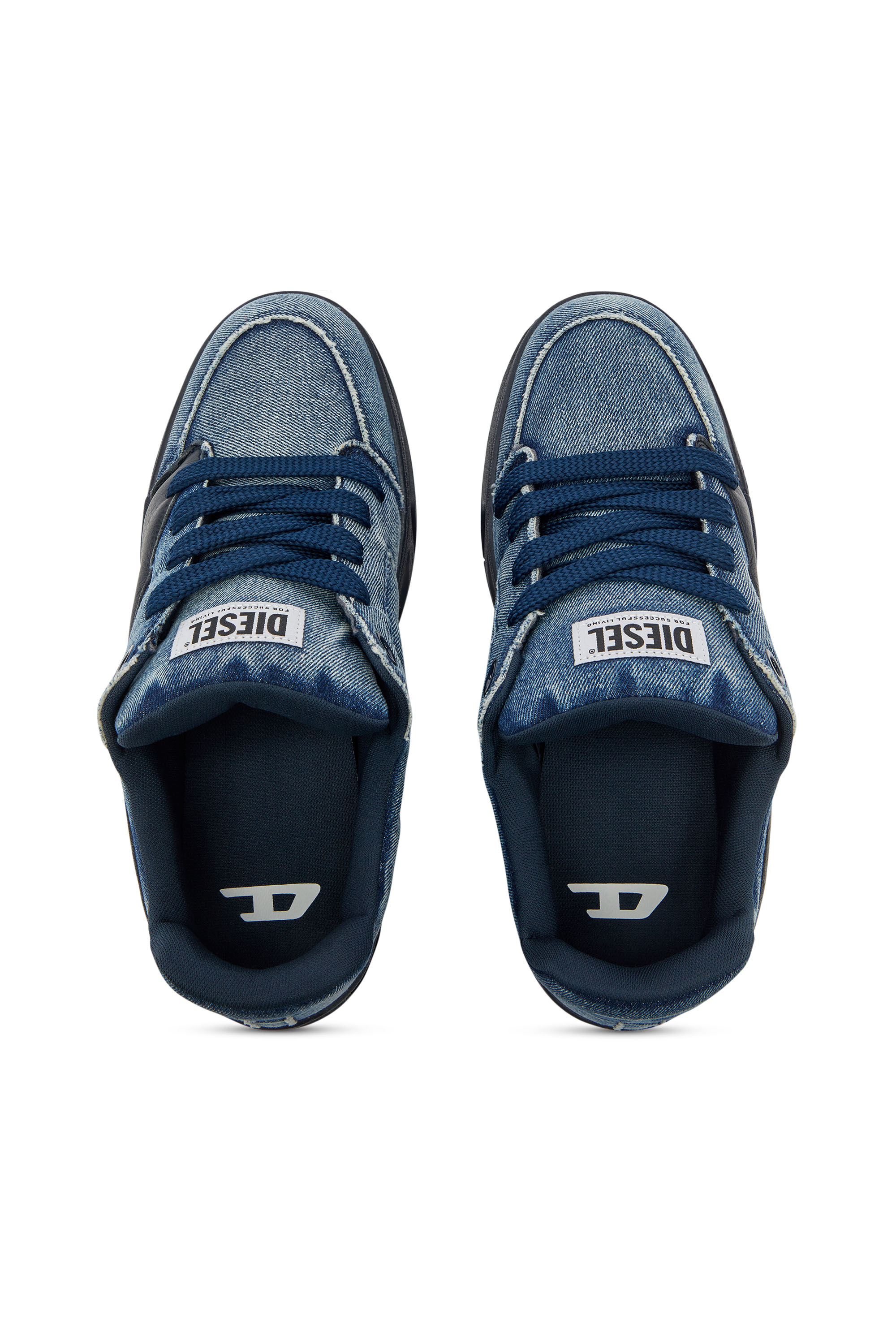 Diesel - S-D-OLLIE LOW, Herren S-D-Ollie &ndash; Sneakers aus gewaschenem, ausgefranstem Denim in Blau - 4