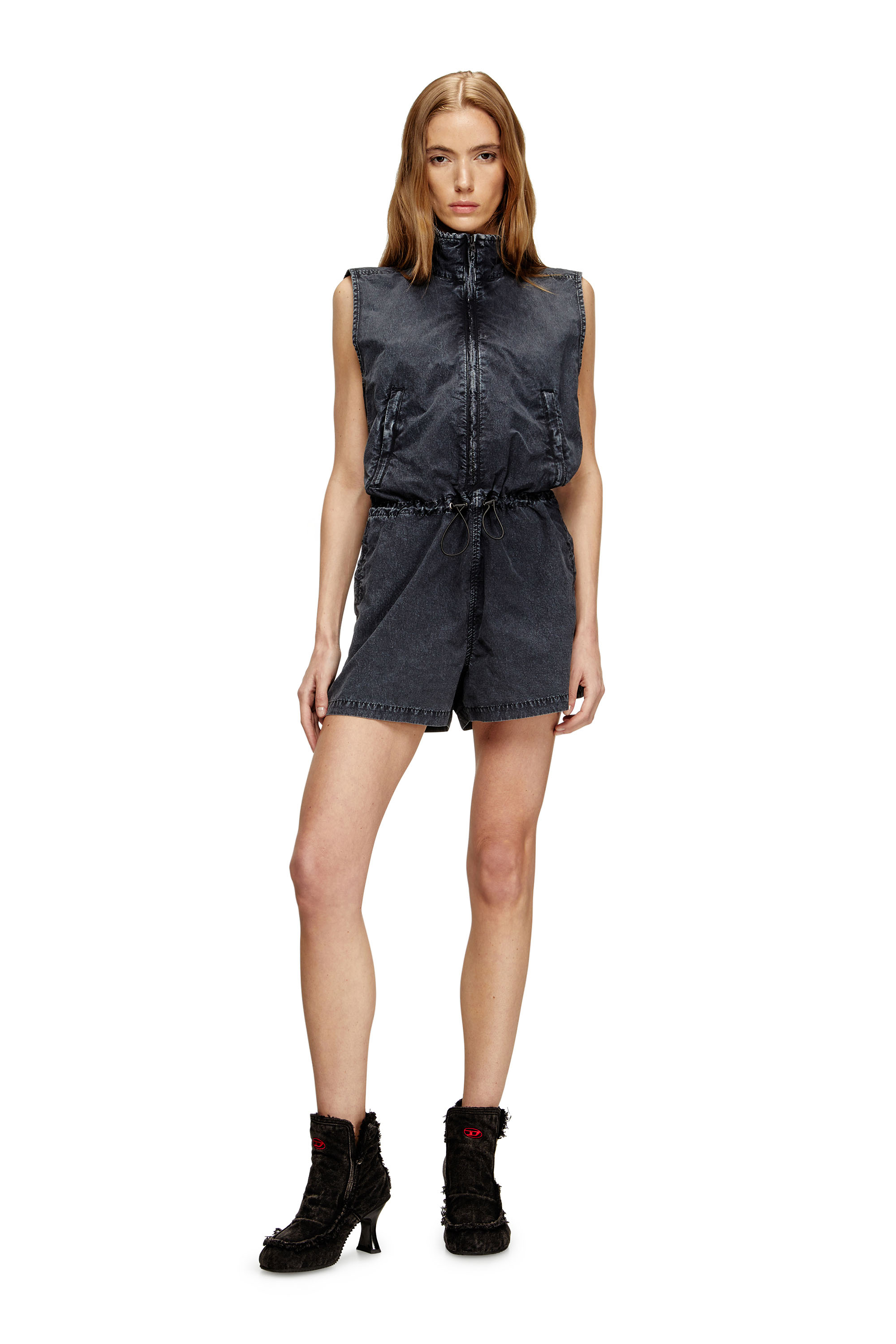 Diesel - J-ANNET, Damen Playsuit aus behandeltem Nylon in Dunkelblau - 2
