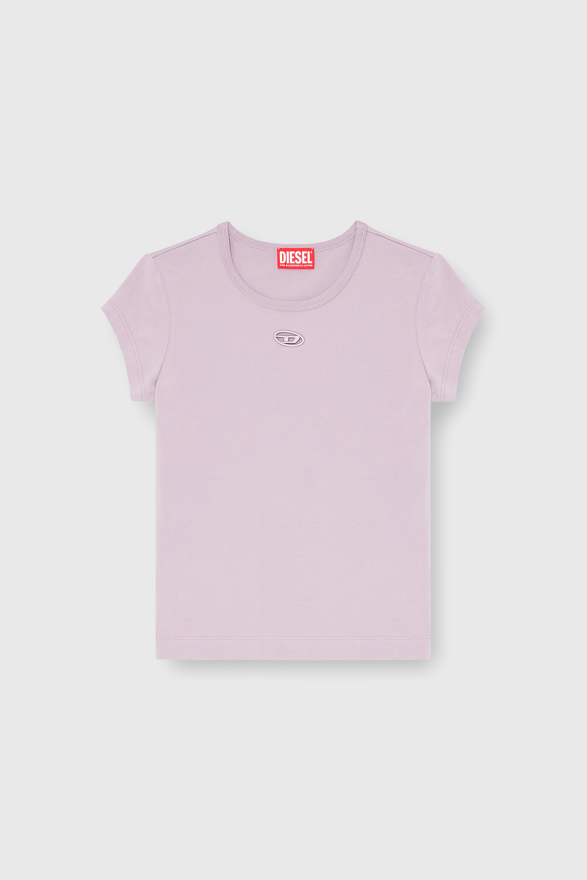 Diesel - T-ANGIE-OD, Damen T-Shirt mit ausgeschnittenem, besticktem Logo in Lila - 2