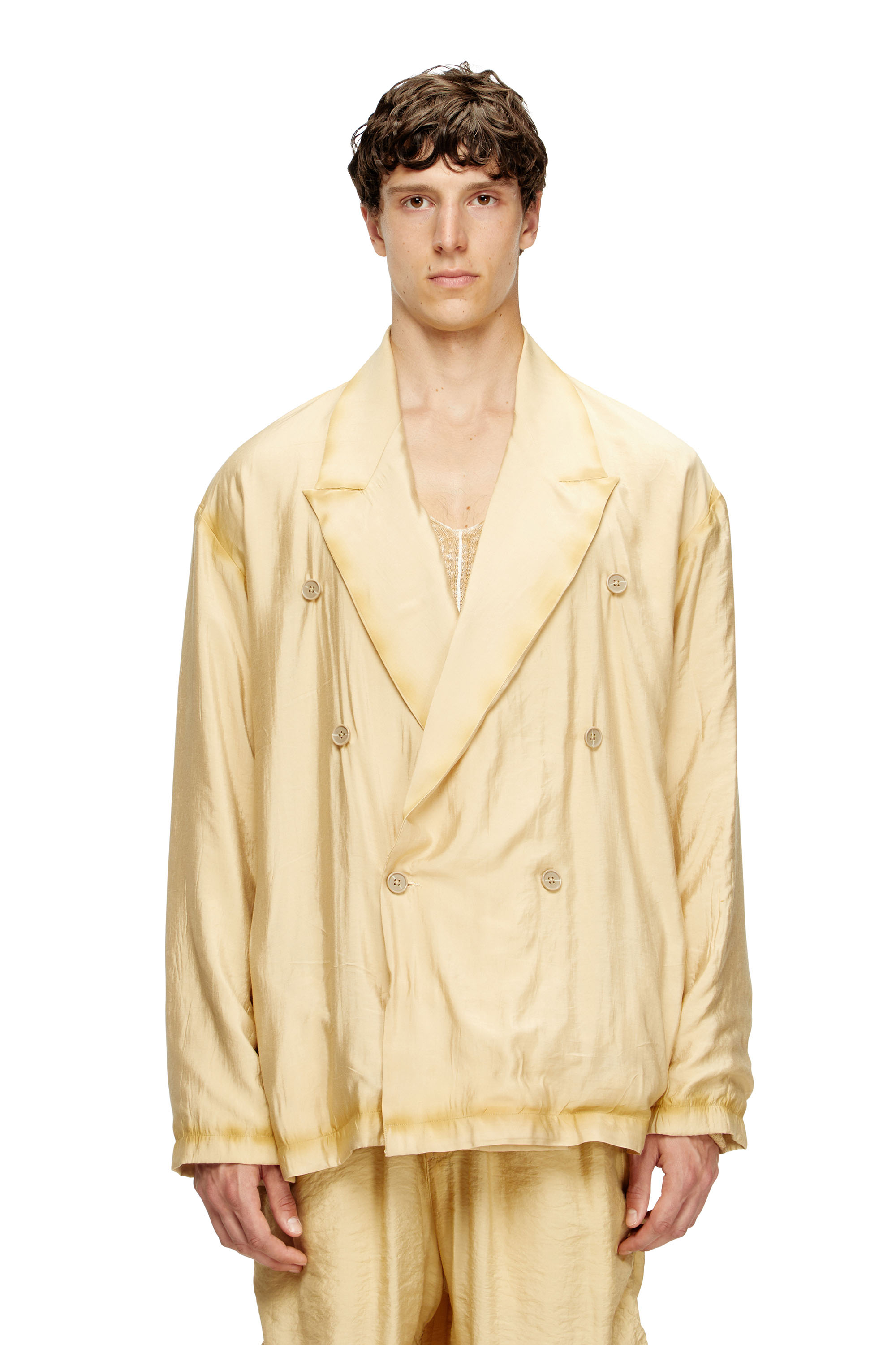 Diesel - J-KEYSERY, Herren Zweireihiger zerknitterter Blazer in Beige - 1