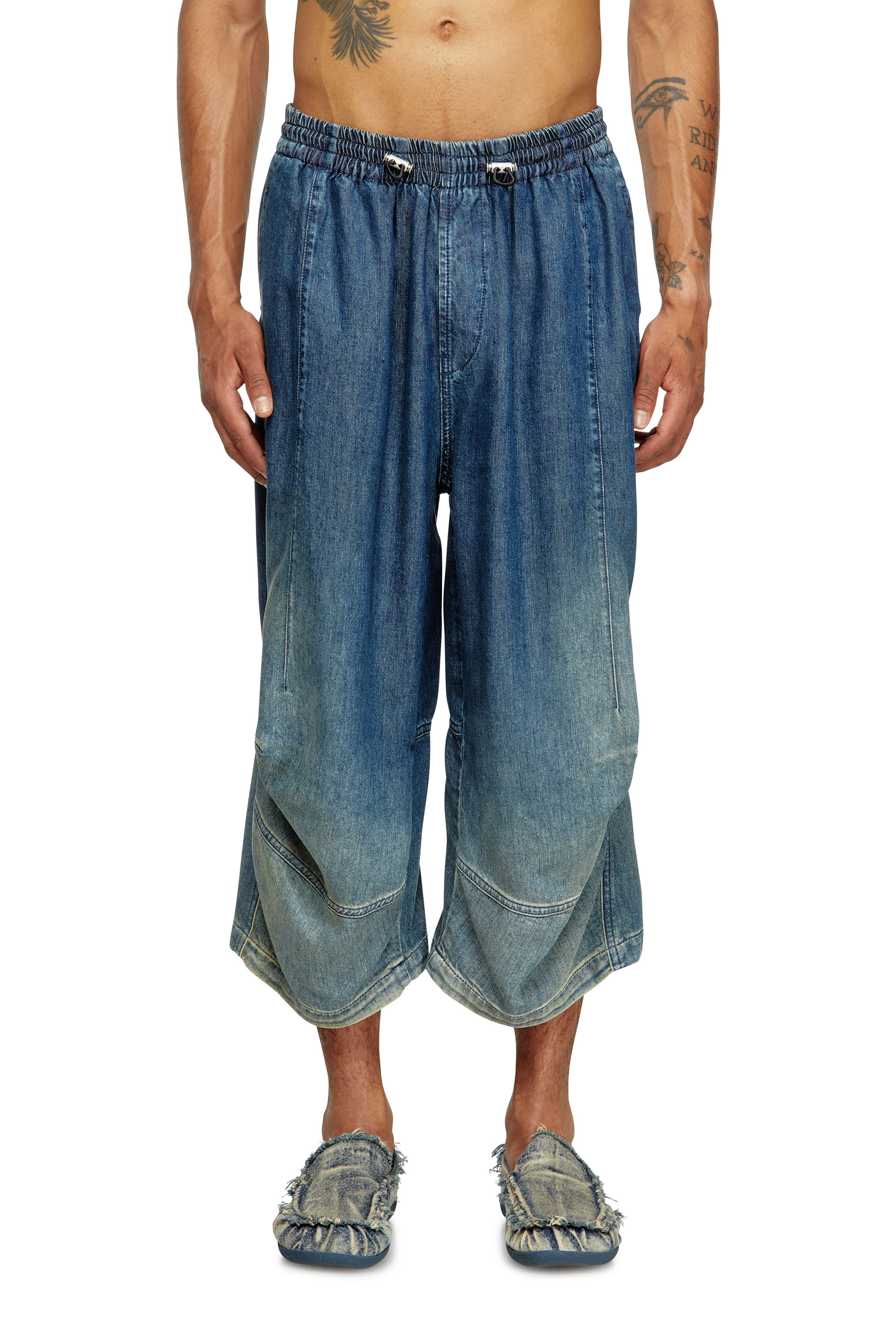 Diesel - D-PARI-SHORT-S, Unisex Ergonomische Shorts aus schattiertem Denim in Mittelblau - 1