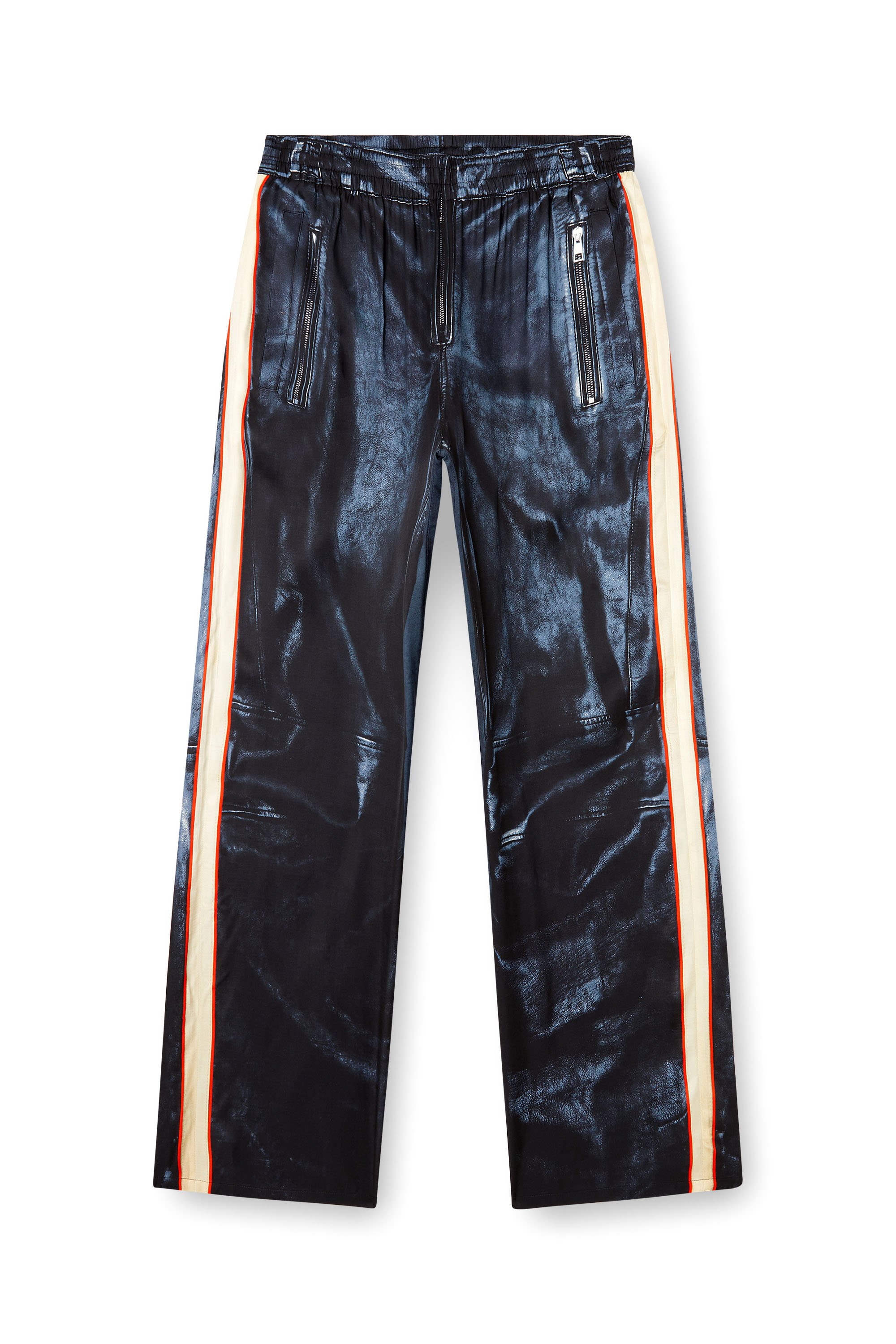 Diesel - P-THECKS-NMAN, Man's Viscose trousers with biker print in Black/Blue - 3