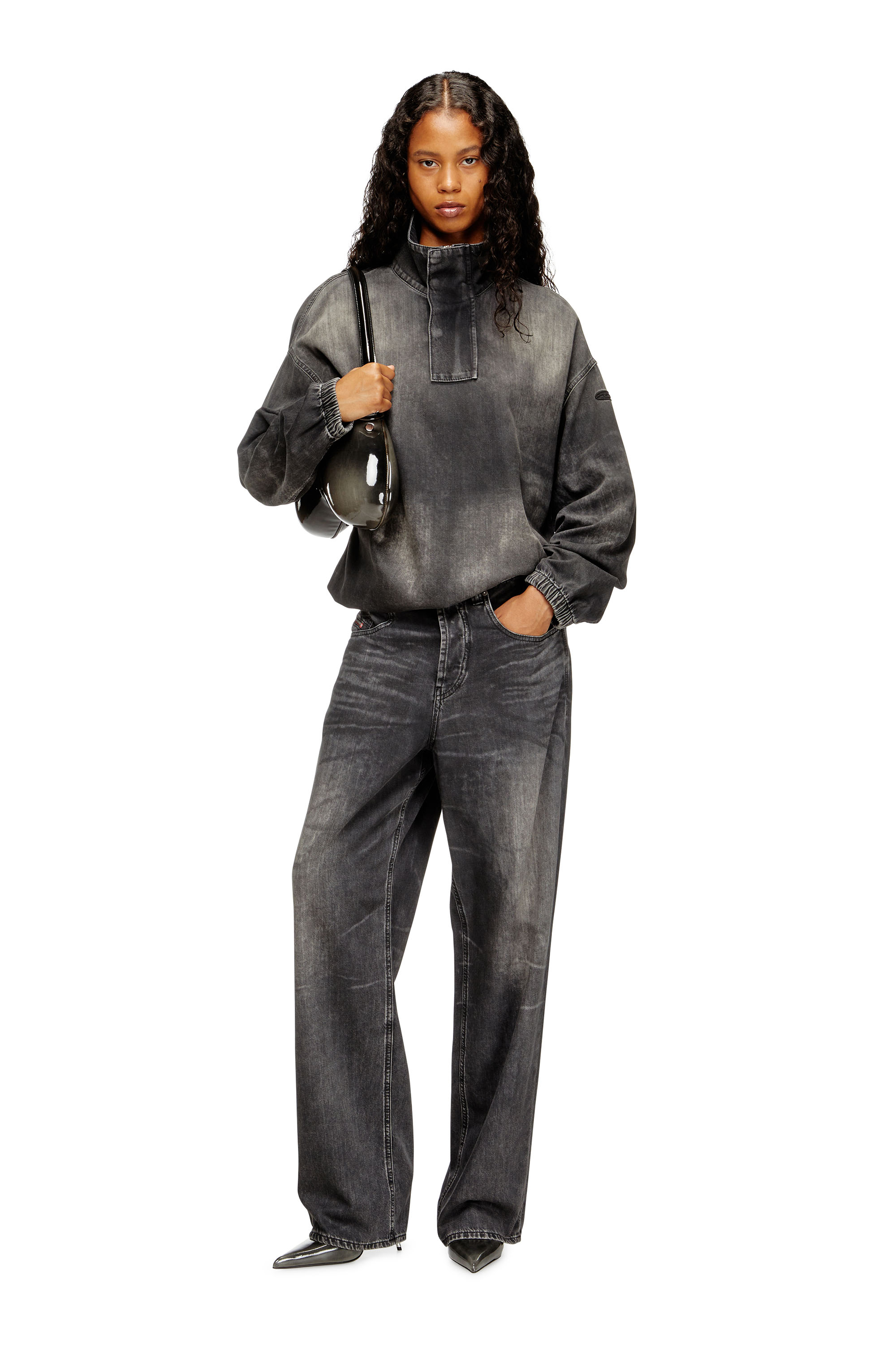 Diesel - D-FLOW-S3, Unisex Denim-Top mit Stehkragen in Schwarz - 4