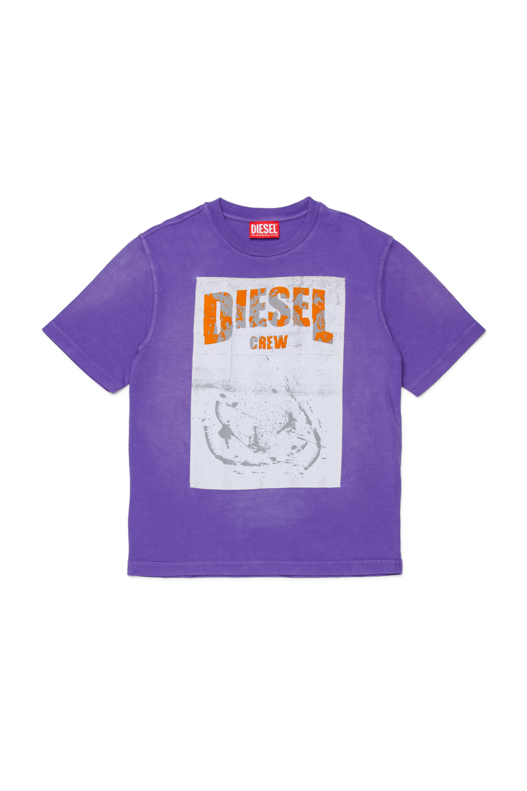 Diesel - TBERS OVER, Herren Baumwoll-T-Shirt mit aufgerautem Diesel-Grafikdruck in Violett - 1