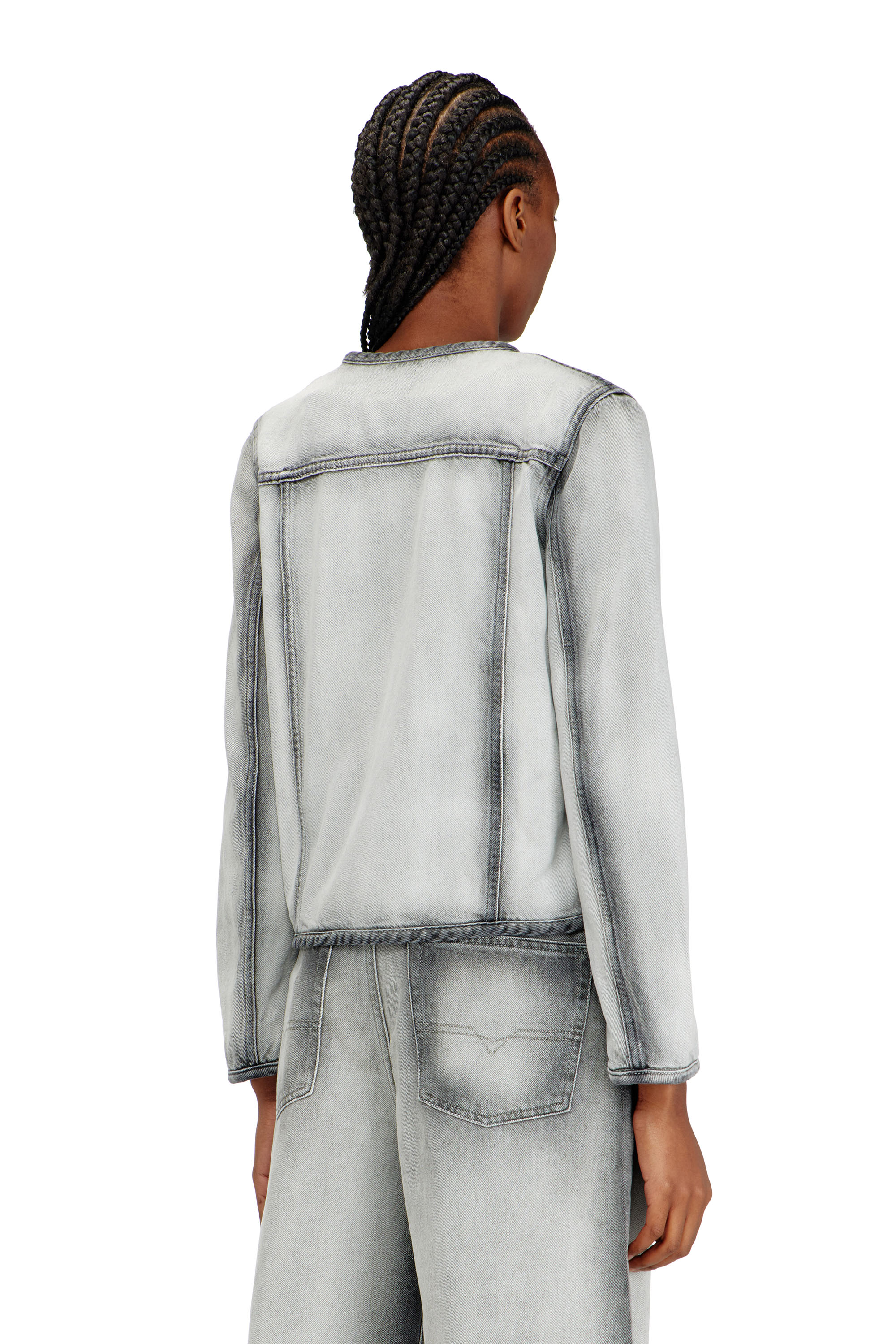 Diesel - DE-GRAFY-FSI, Damen Jacke aus weichem Skeleton-Denim in Grau - 4