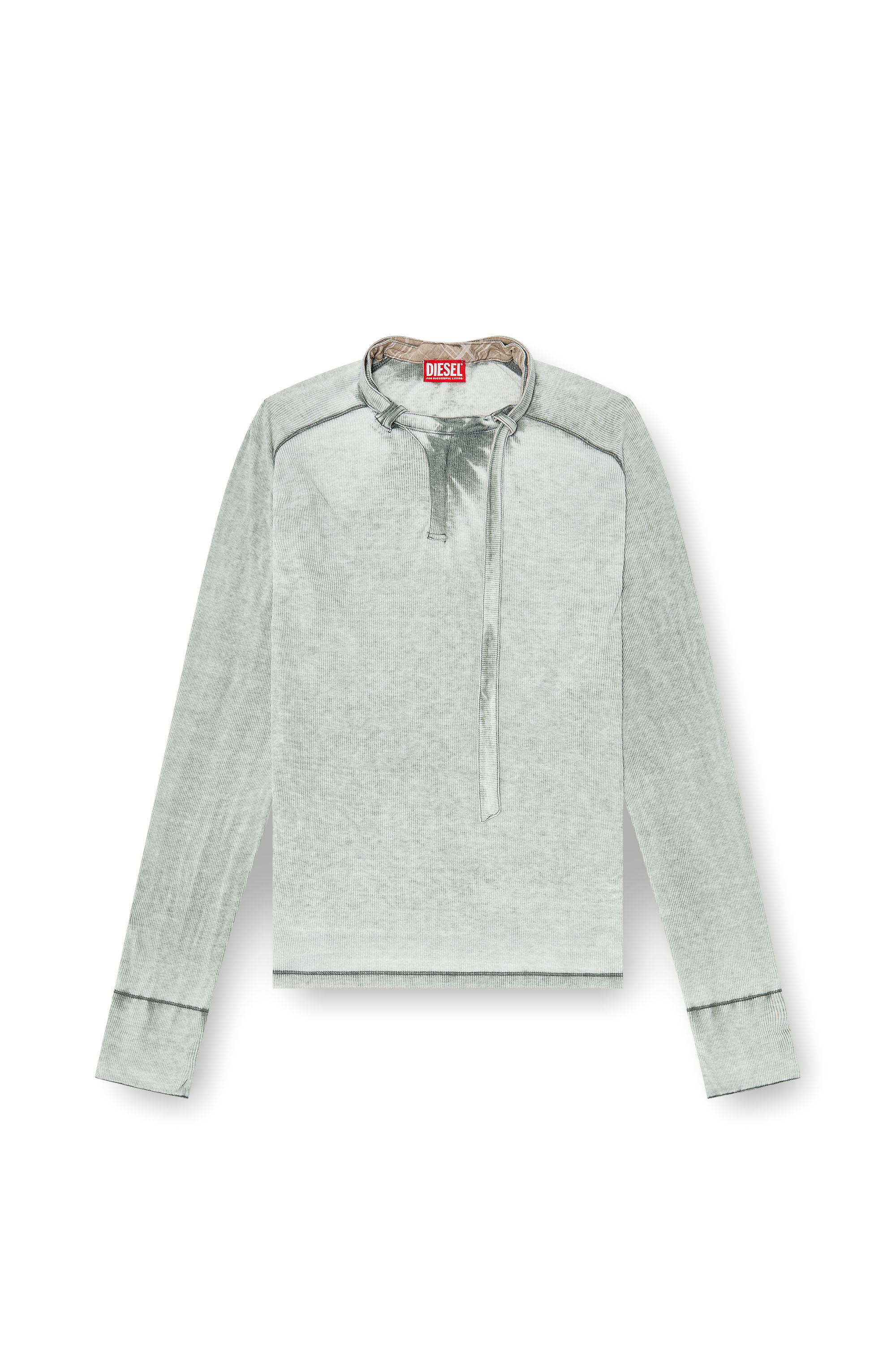 Diesel - T-GOHAN, Herren Ripp-Jersey-Top mit Biker-Halsband in Grau - 3