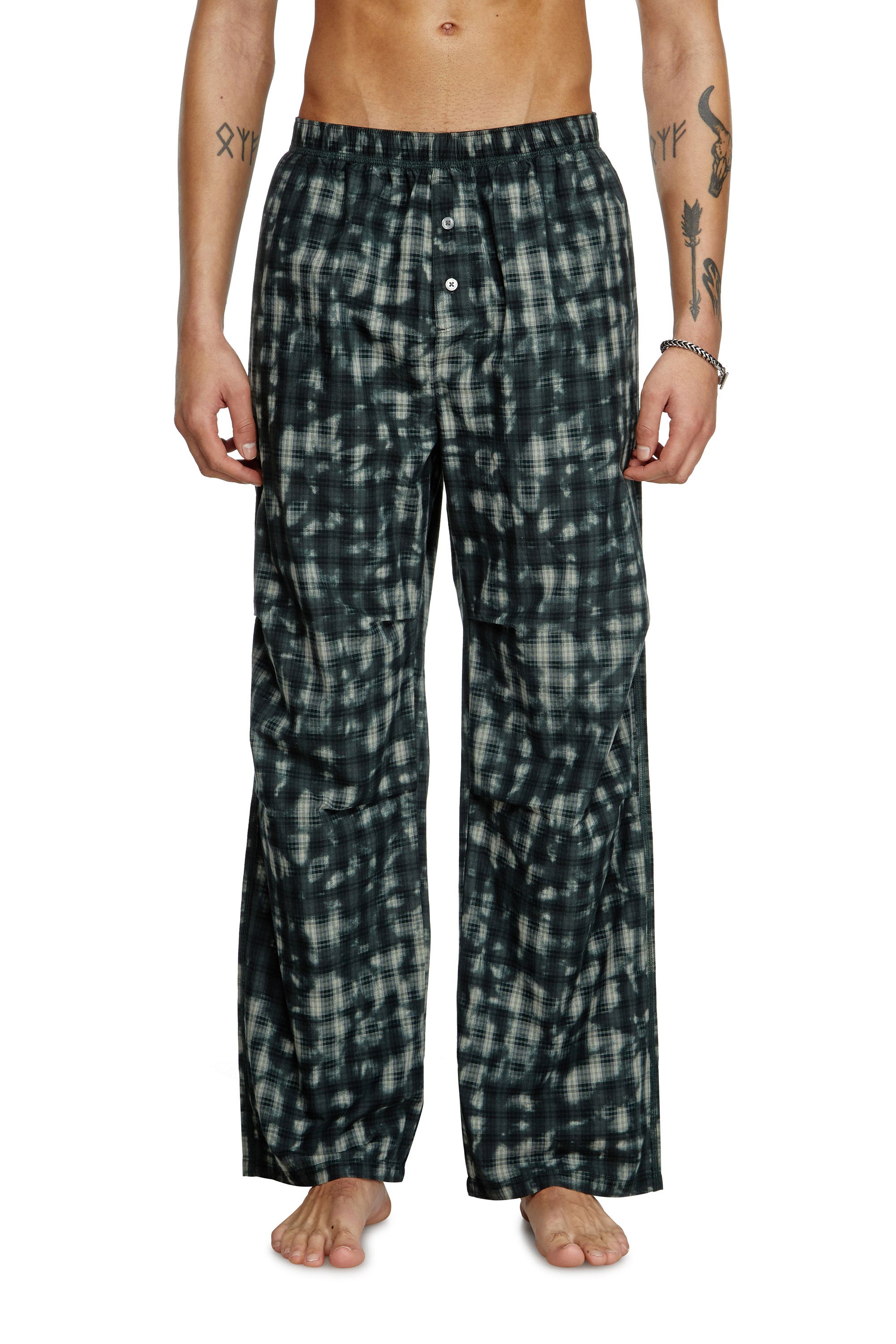 Diesel - VINCE-UTLT, Unisex Pyjamahose mit Karo-Print in Dunkelgrün - 2