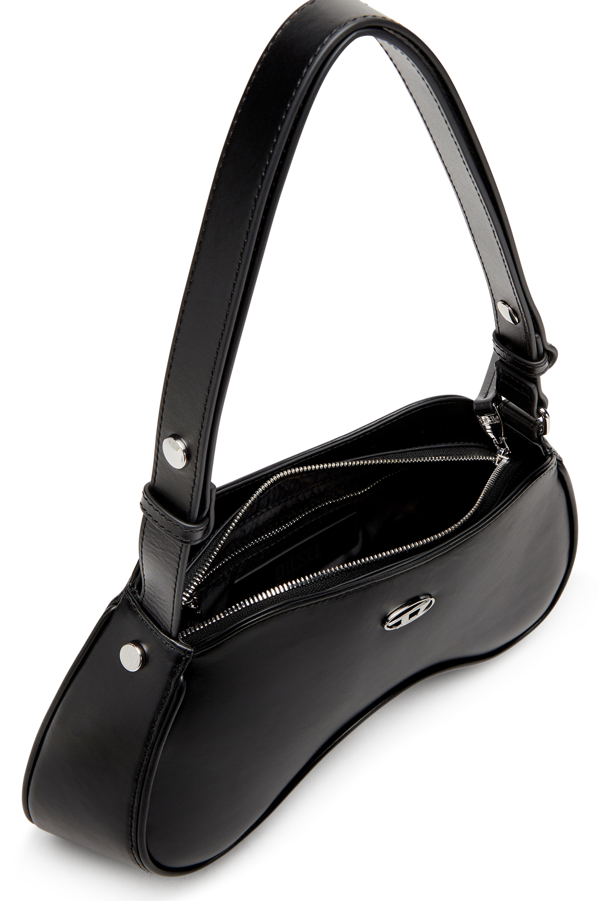 Diesel - PLAY SHOULDER, Damen Play-Schultertasche aus semiglänzendem Leder in Schwarz - 4