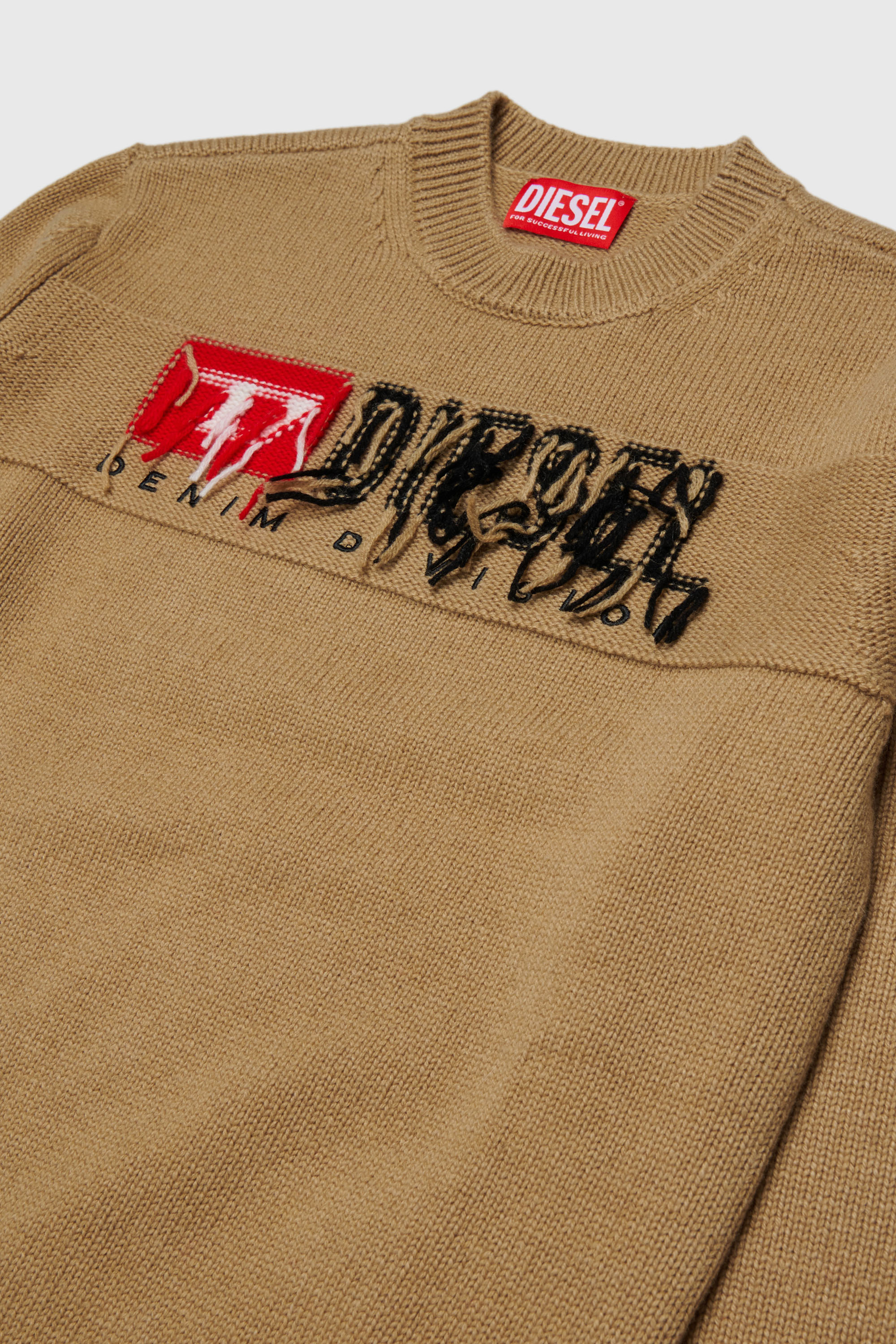 Diesel - KONZI OVER, Herren Pullover mit Kaschmir-Anteil und destroyed logo in Braun - 3