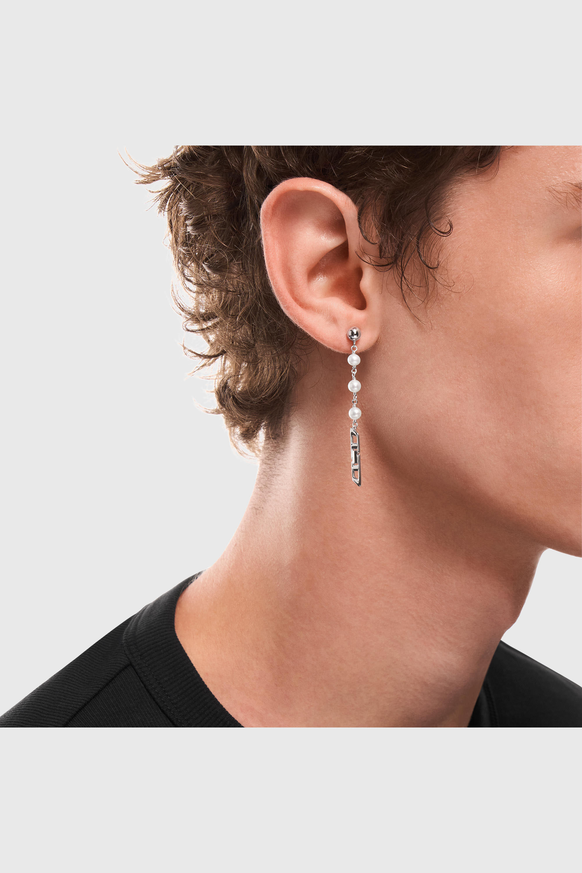 Diesel - DL1371040, Unisex Ohrh&auml;nger aus Sterlingsilber mit Perlen in Silber - 5