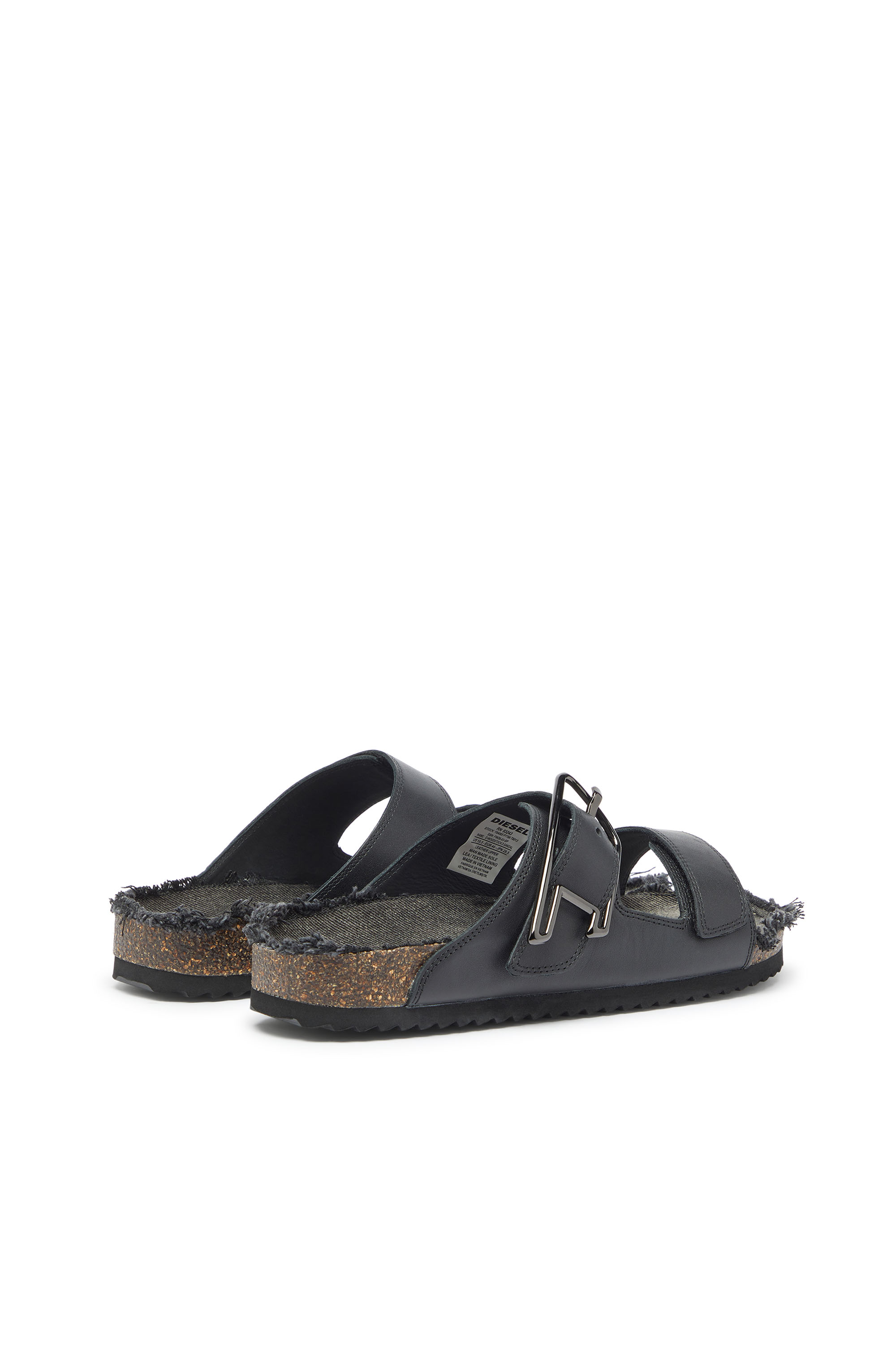 Diesel - D-WOODSTOCK D SANDAL, Herren D-Woodstock - Lederriemen mit Korkfu&szlig;bett in Schwarz - 3