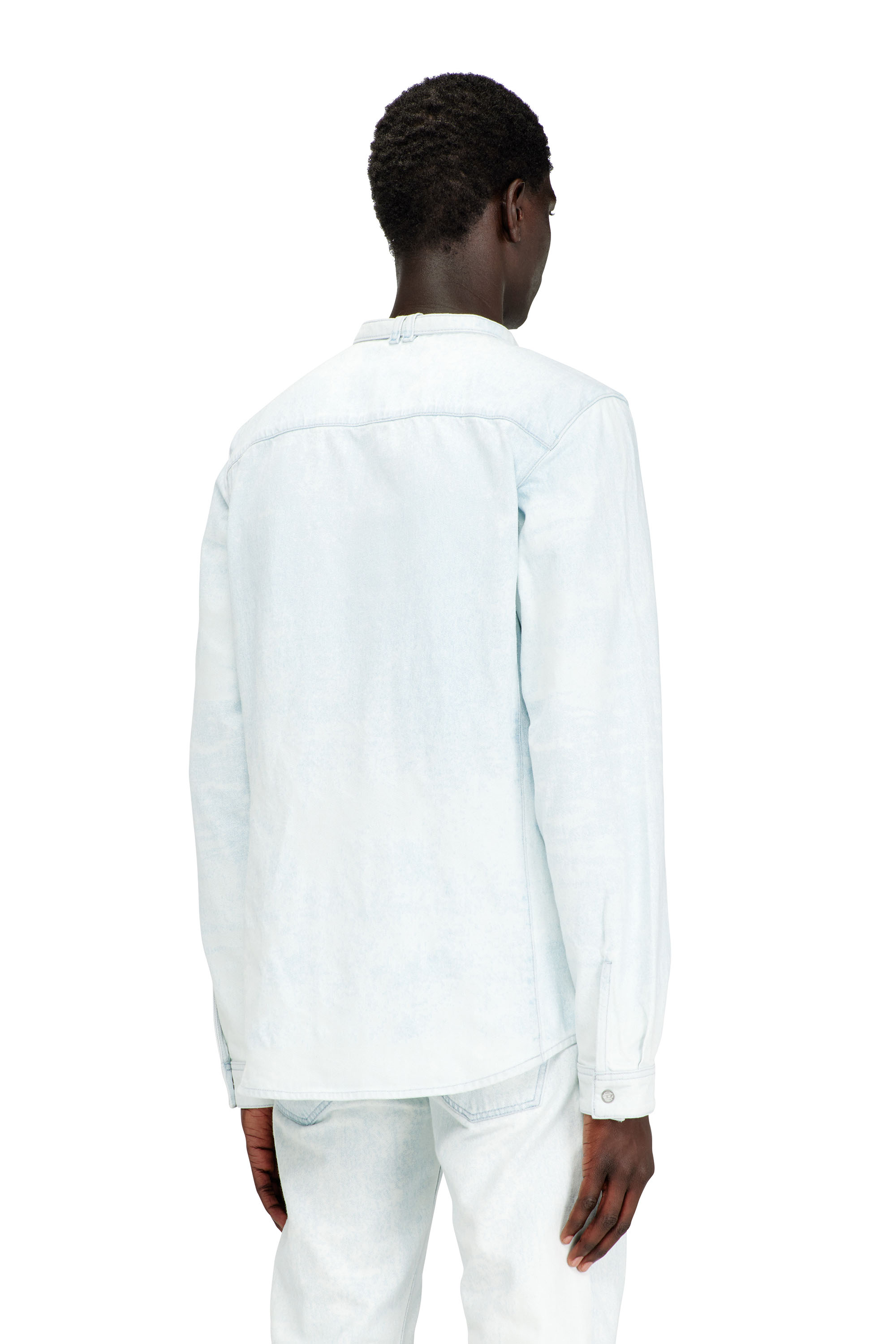 Diesel - D-TYLLAR-FSI, Herren Hemd aus eisblauem Satin-Denim in Hellblau - 4