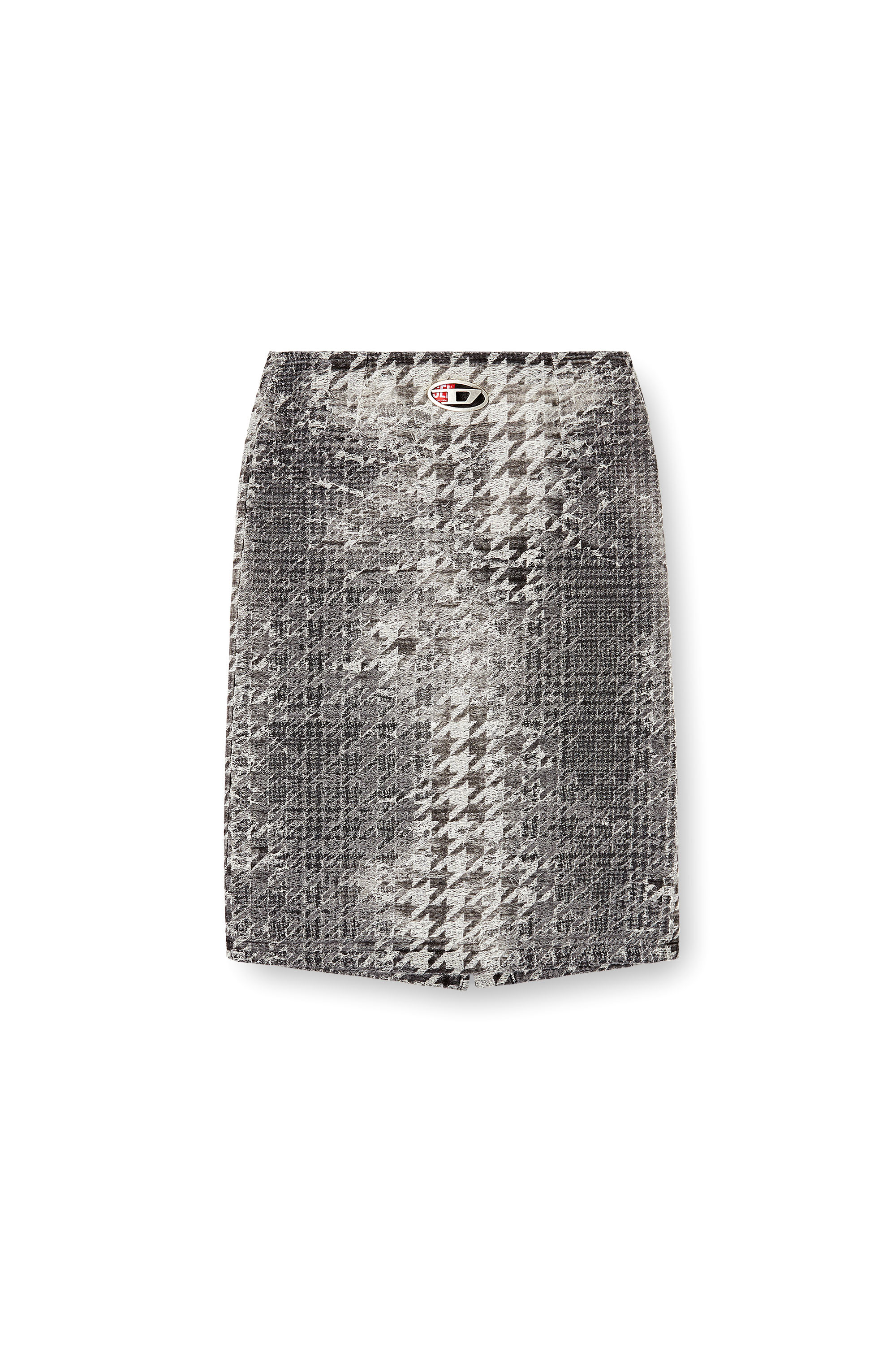 DE- RATHIAN-FSH, Black/White Diesel - DE- RATHIAN-FSH, Woman's Midi skirt in Prince of Wales jacquard denim in Black/White - 2