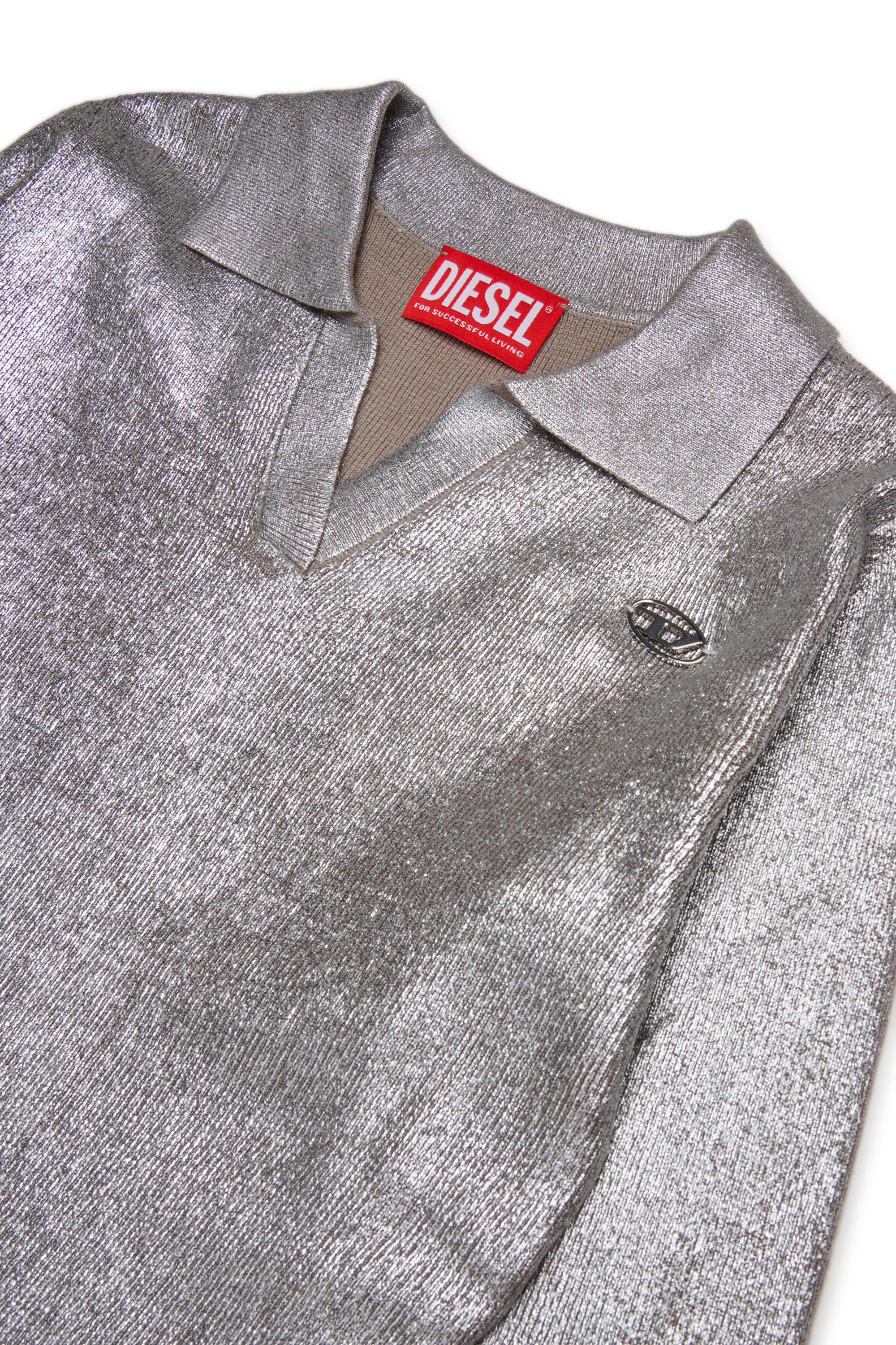 Diesel - DMISAIA, Damen Wollmischungskleid mit Polokragen in Silber - 3