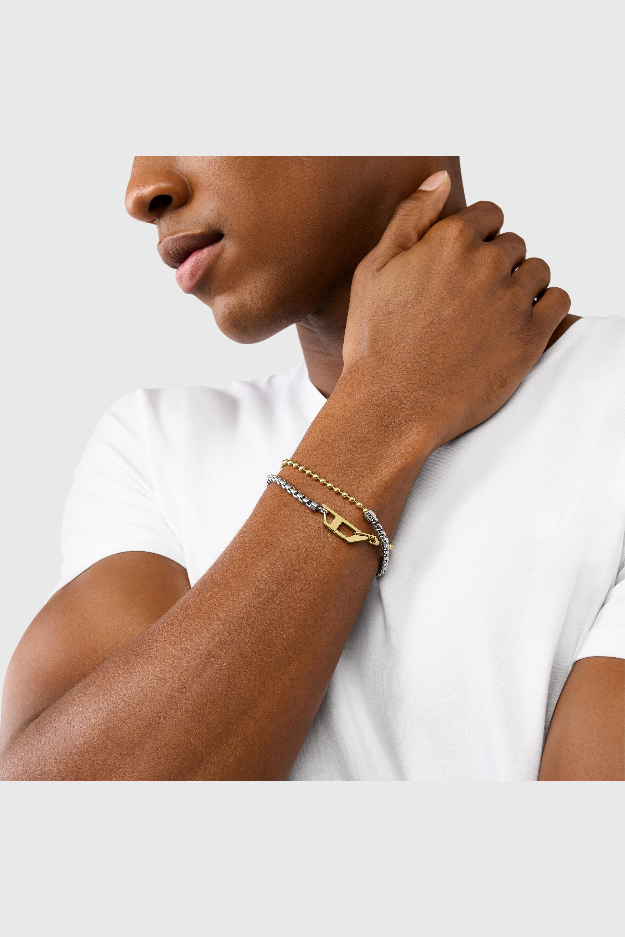 Diesel - DX1570931 JEWEL, Unisex Kettenarmband aus zweifarbigem Edelstahl in Silber/Gold - 5