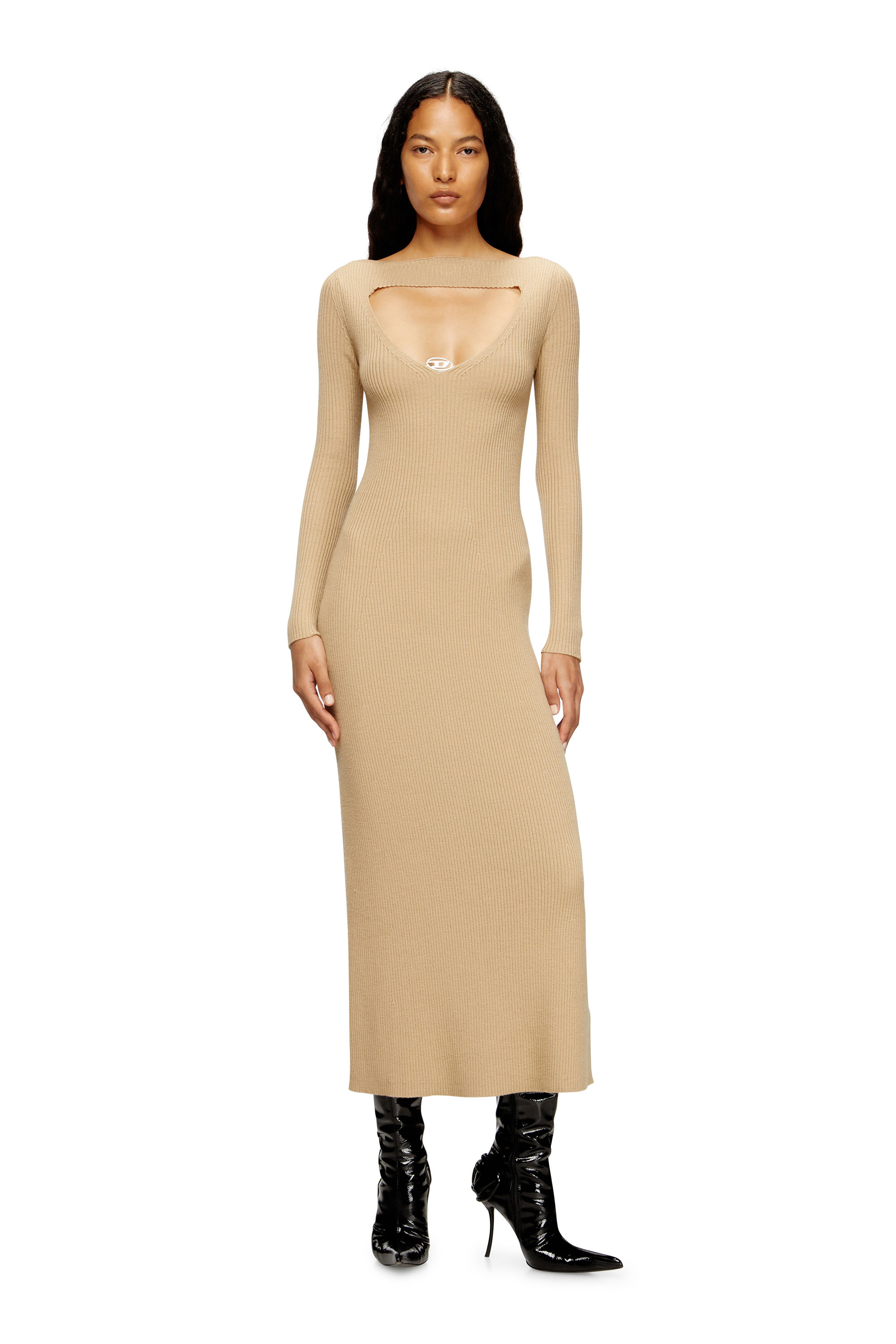 Diesel - M-OLONI, Damen Midikleid aus Wolle mit Intarsienmuster in null - 2