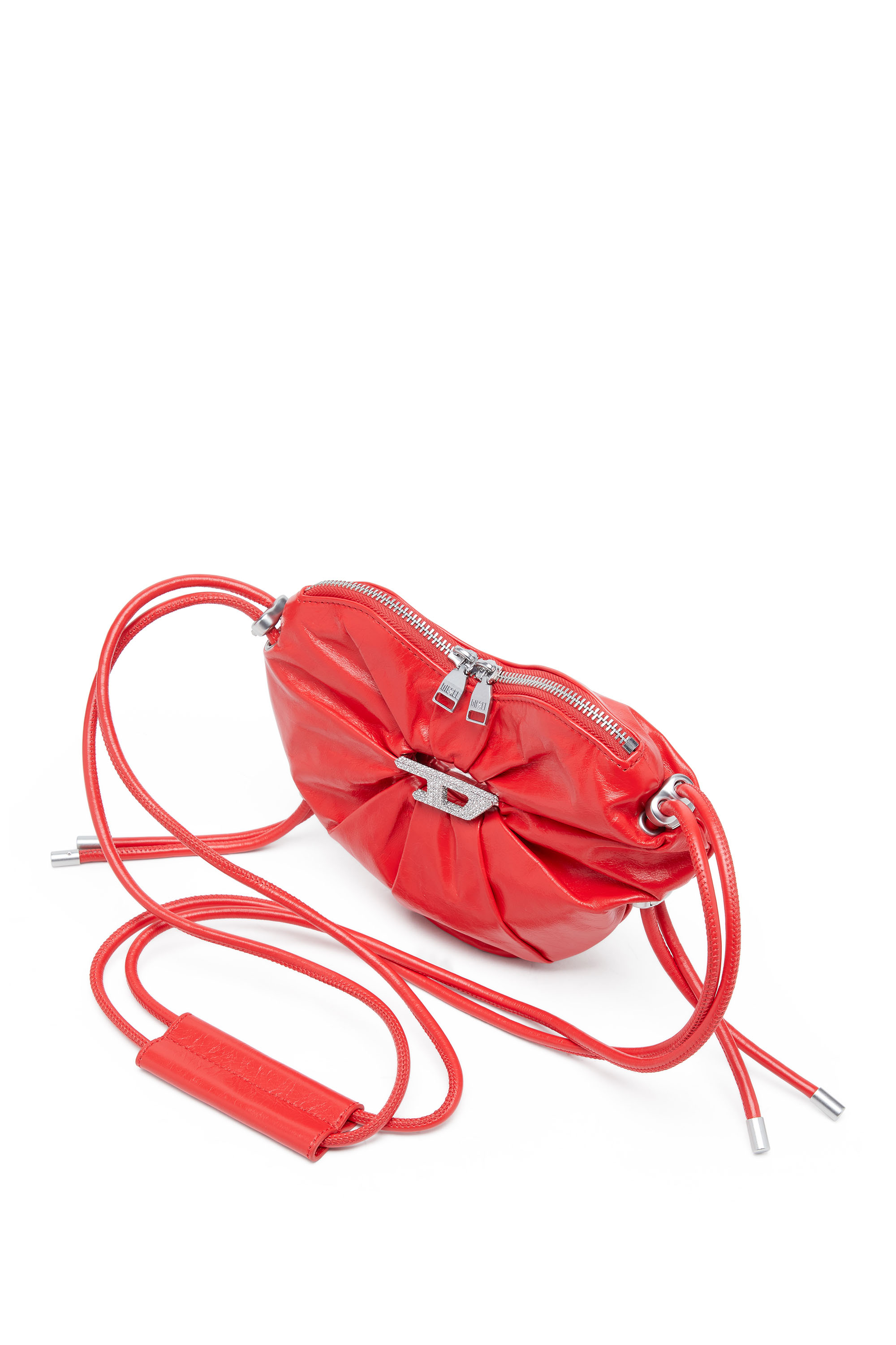 Diesel - SCRUNCH-D HEART, Damen Scrunch-D-Heart Schultertasche aus geknautschtem Leder in Rot - 5