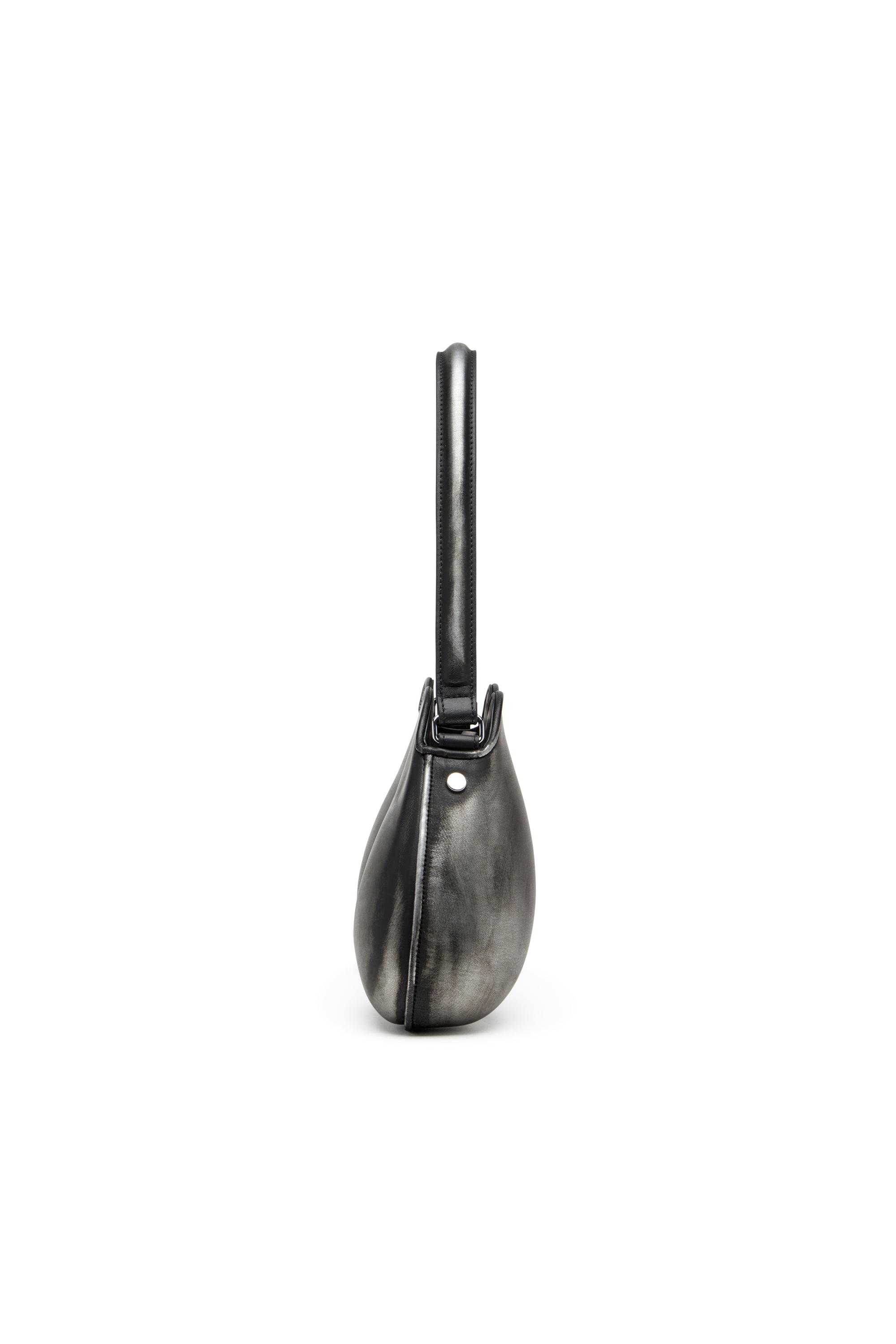 Diesel - DOUBLE-D SHOULDER, Damen Double-D-Feste Schultertasche aus gebürstetem PU in Schwarz/Silber - 2