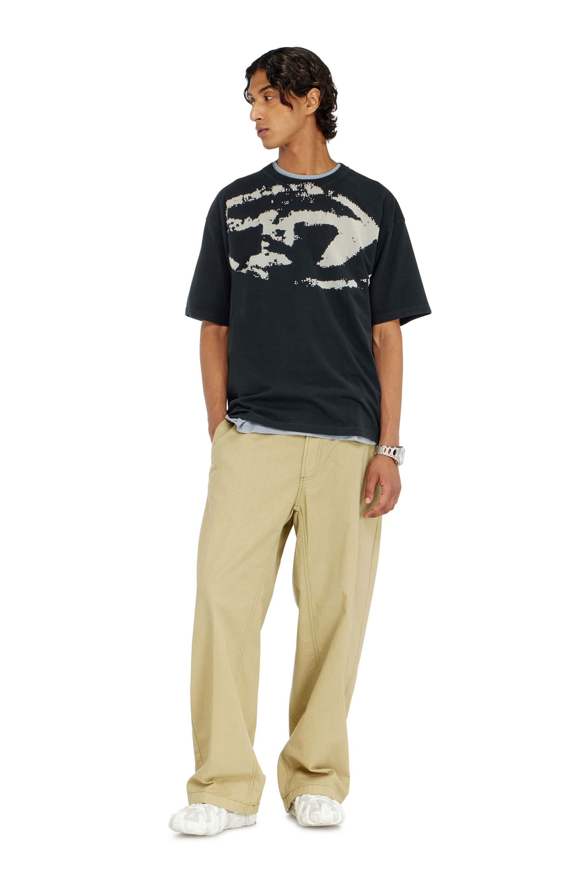 Diesel - T-BOXT-N14, Herren T-Shirt mit beflocktem Distressed-Logo in Schwarz - 2