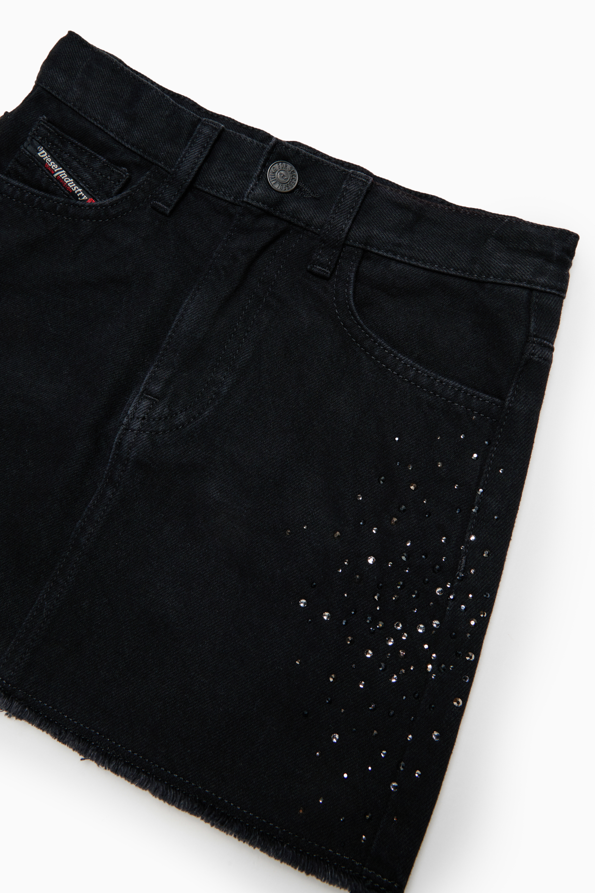 Diesel - GIANNA-SP, Damen Verwaschener Denim-Minirock mit Strasssteinen in Schwarz/Dunkelgrau - 3