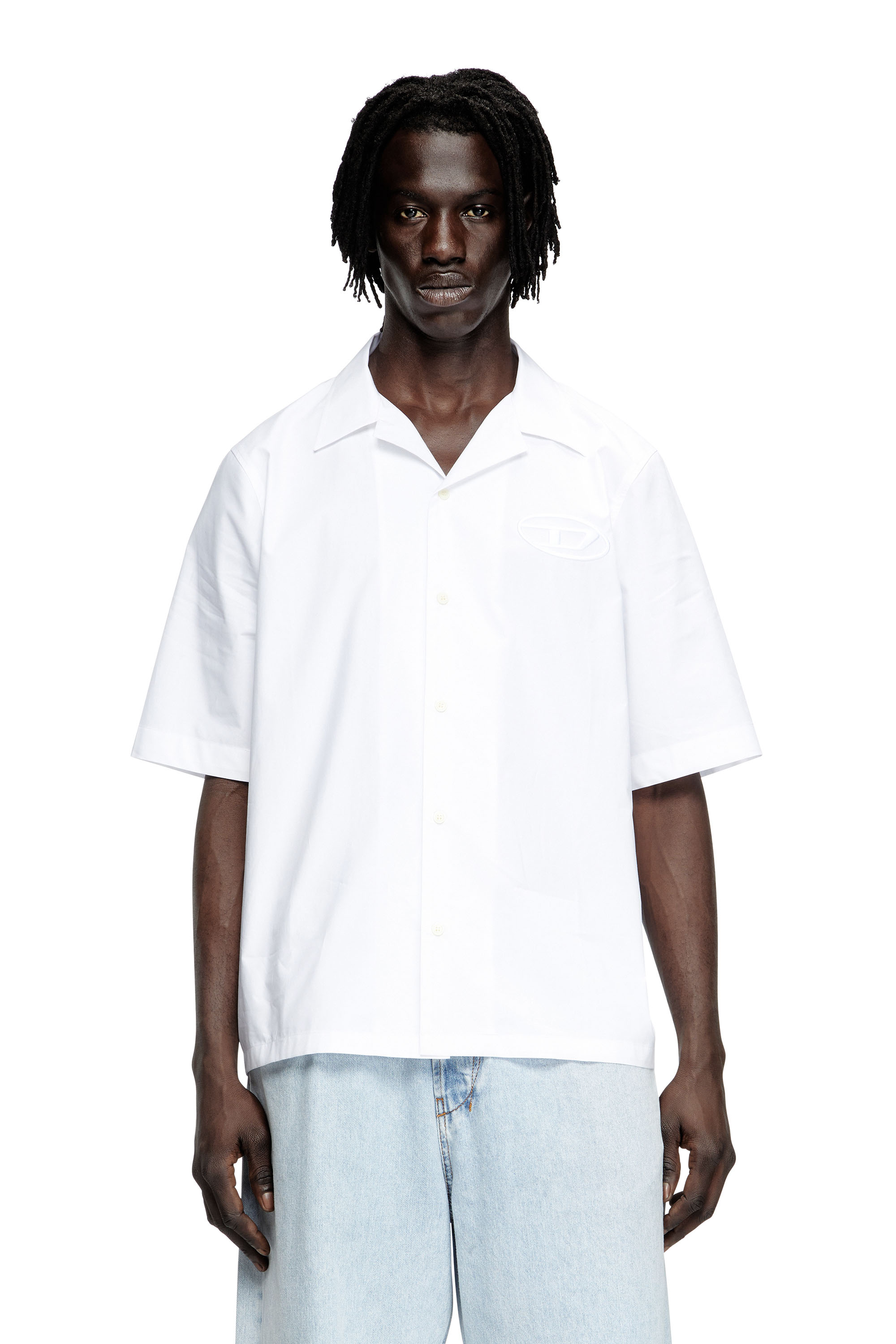 Diesel - S-MAC-PCAL, Man's Bowling shirt with Oval D in White - 3