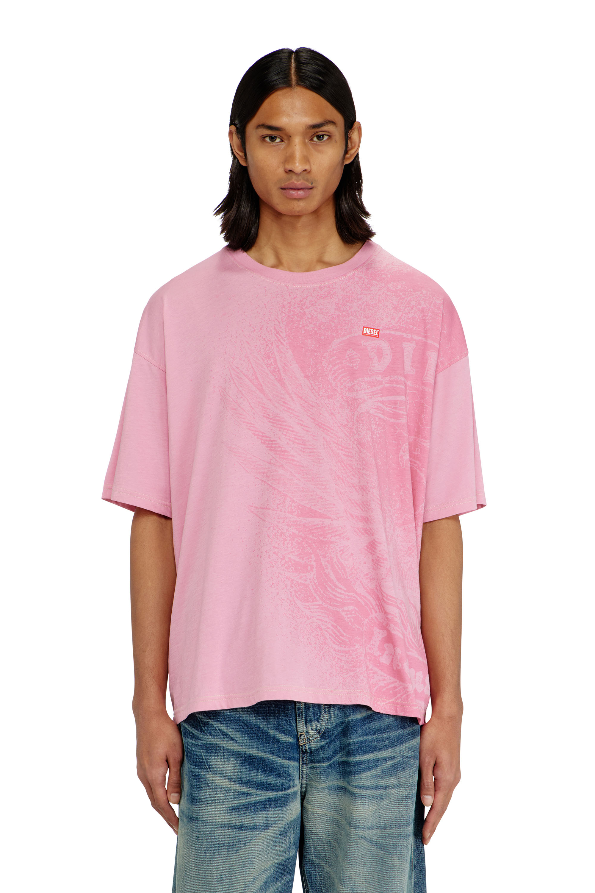 Diesel - T-BOXT-AA3, Herren Locker geschnittenes T-Shirt mit Pigmentdruck in Rosa - 1