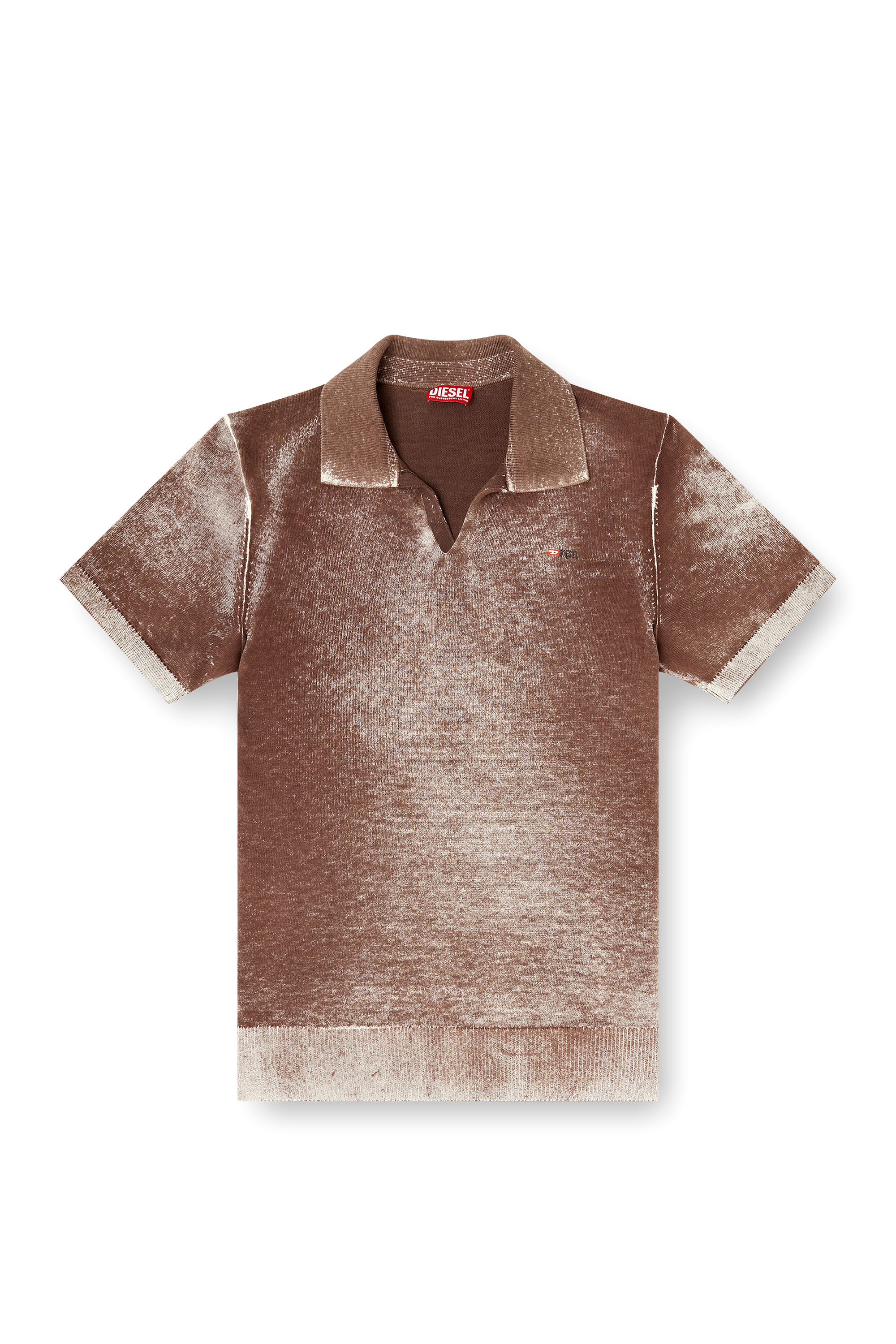 Diesel - K-LAWRIE, Herren Poloshirt aus Strick mit verwaschenem Umkehrdruck in Braun - 3