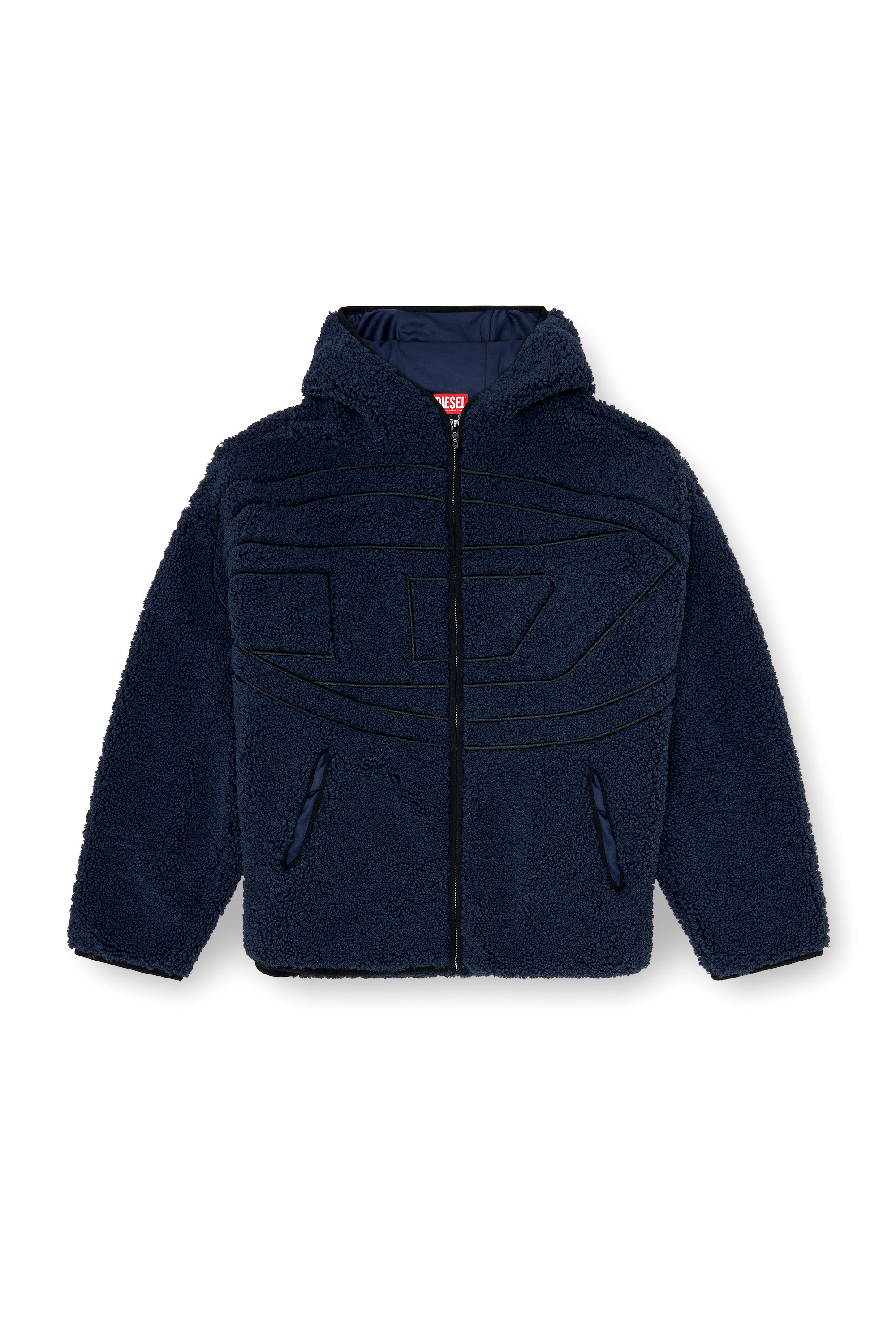Diesel - S-ZAT, Herren Teddy-Kapuzenpullover in Dunkelblau - 3