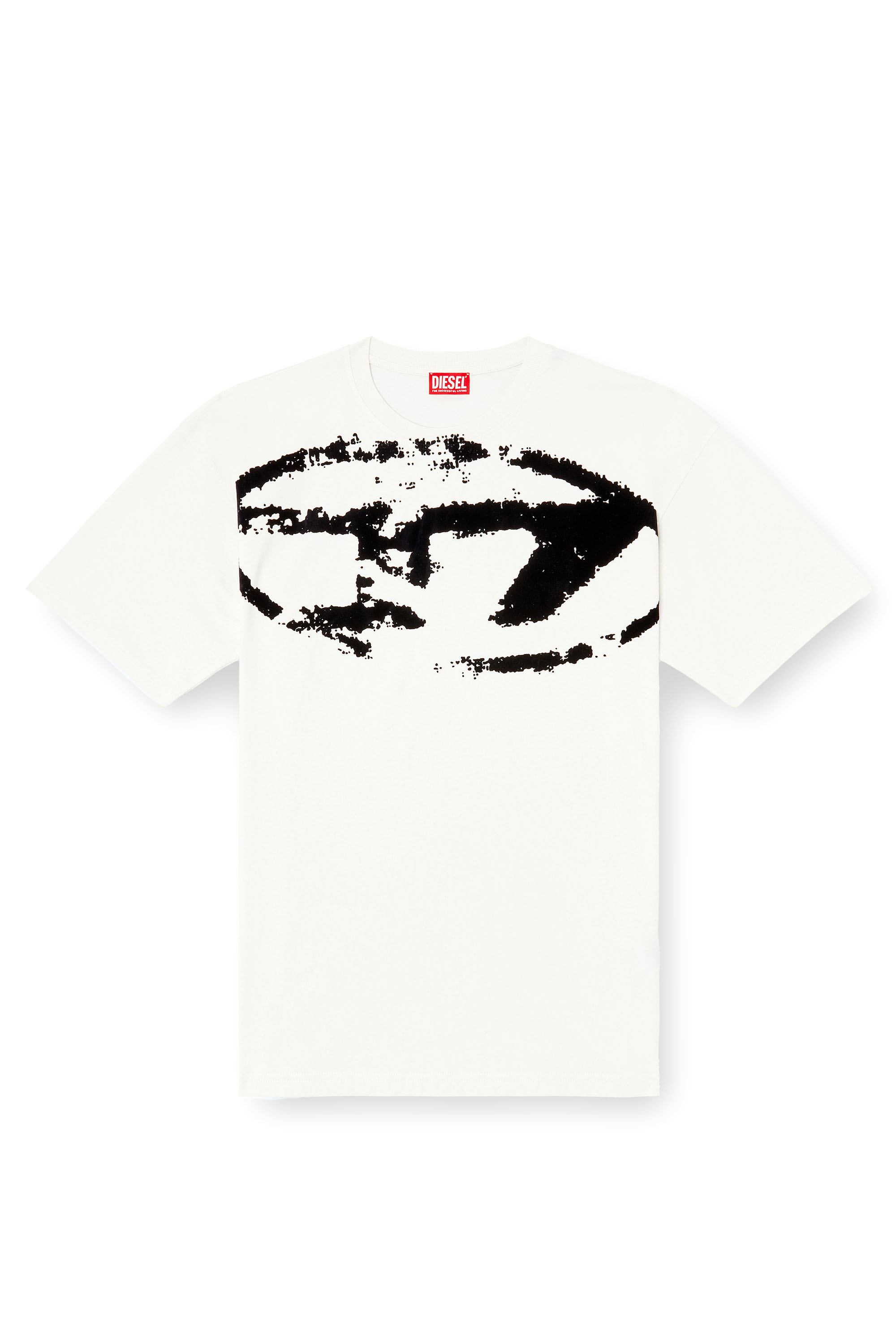 Diesel - T-BOXT-N14, Herren T-Shirt mit beflocktem Distressed-Logo in Wei&szlig; - 2