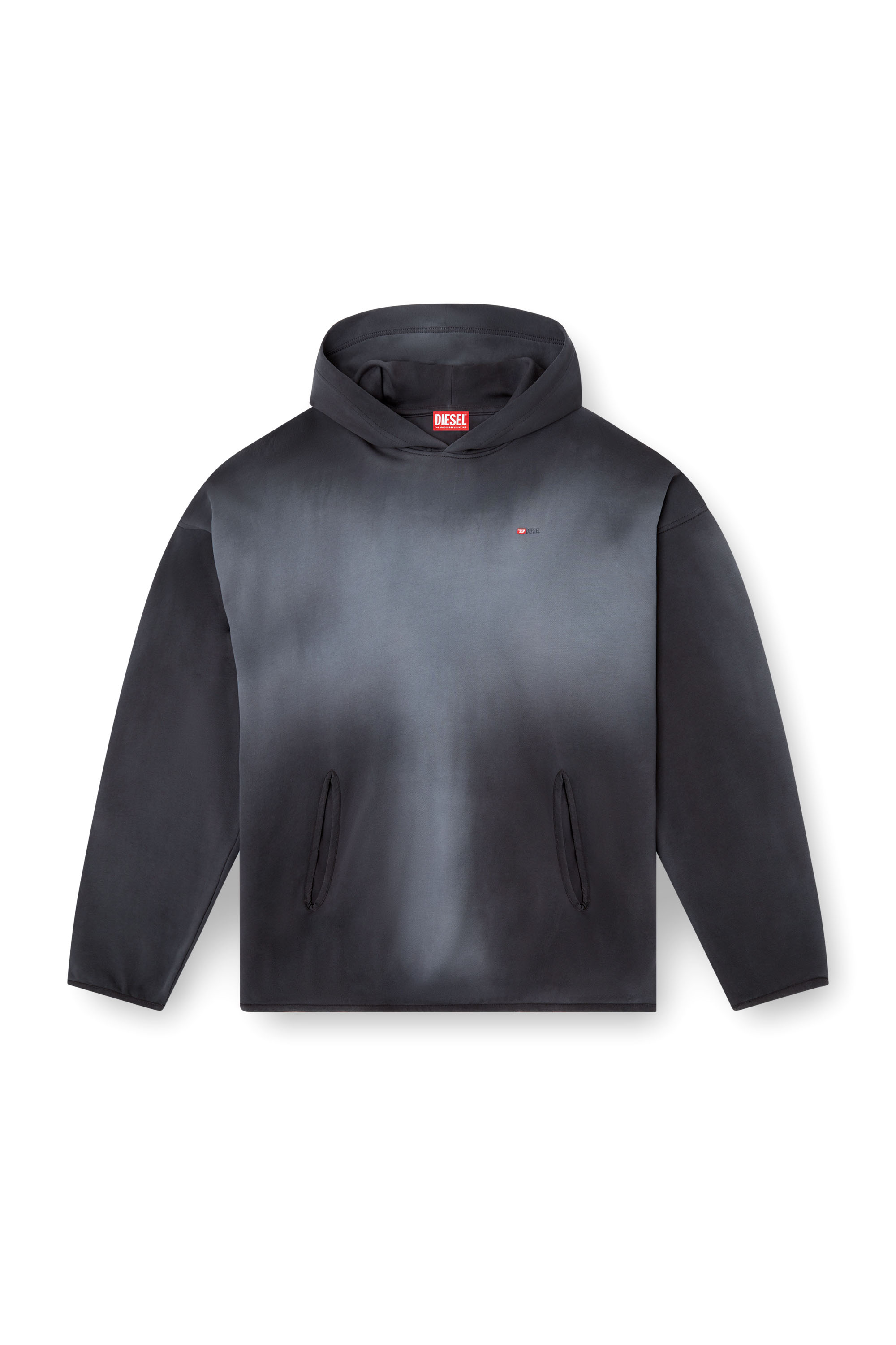 Diesel - S-EE-T1, Man's Faded hoodie with micro logo in Black - 3