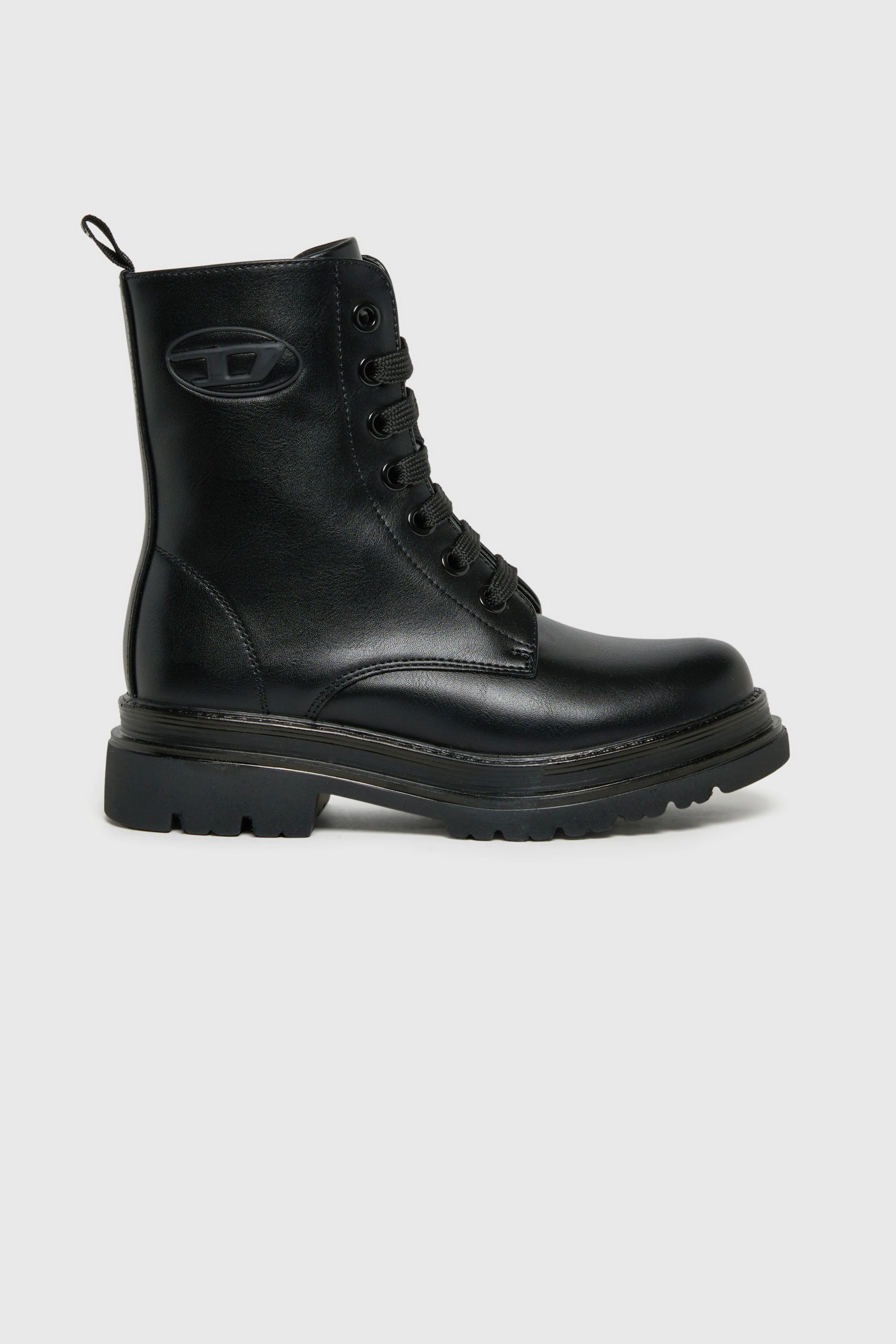 Diesel - D-ANFISTR-PU, Unisex D-Anfistr- Combat Boots mit gepr&auml;gtem Oval D Logo in Schwarz - 1