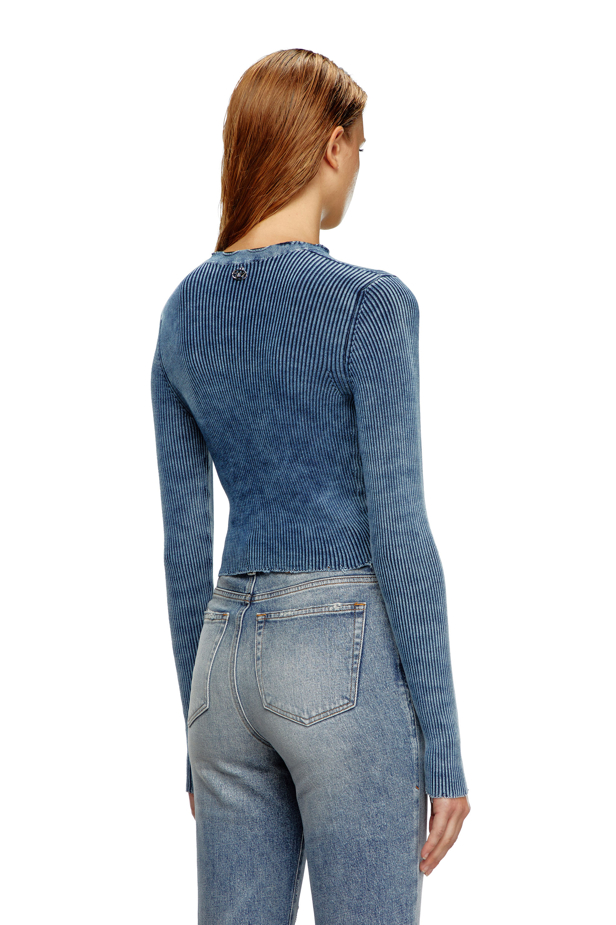Diesel - M-ACCHIA, Woman Cropped lace-up top in indigo knit in Blue - Image 4