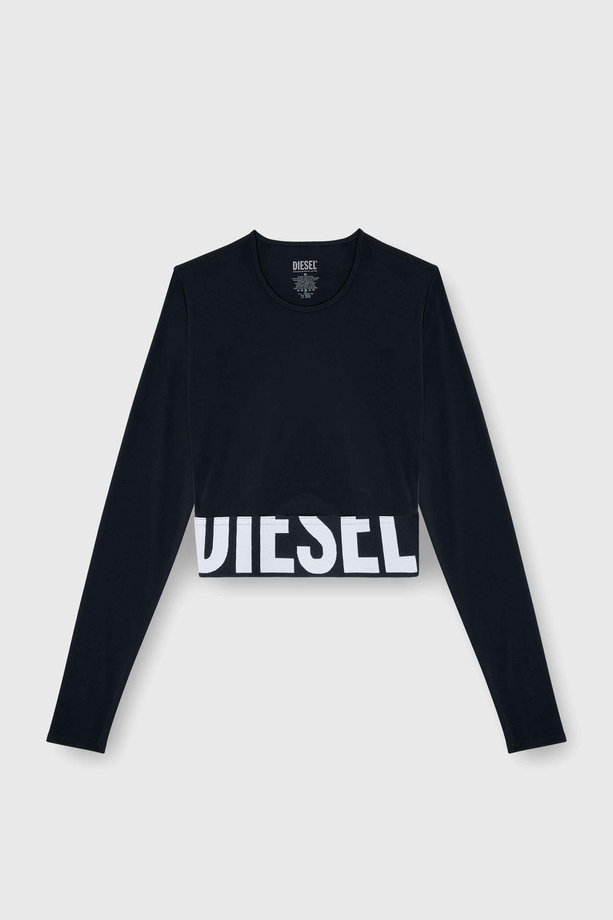 Diesel - MELISSA-D-POP, Damen Verk&uuml;rzte Oberteil aus Mikrofaser mit Cut-off-Logo in Schwarz - 2