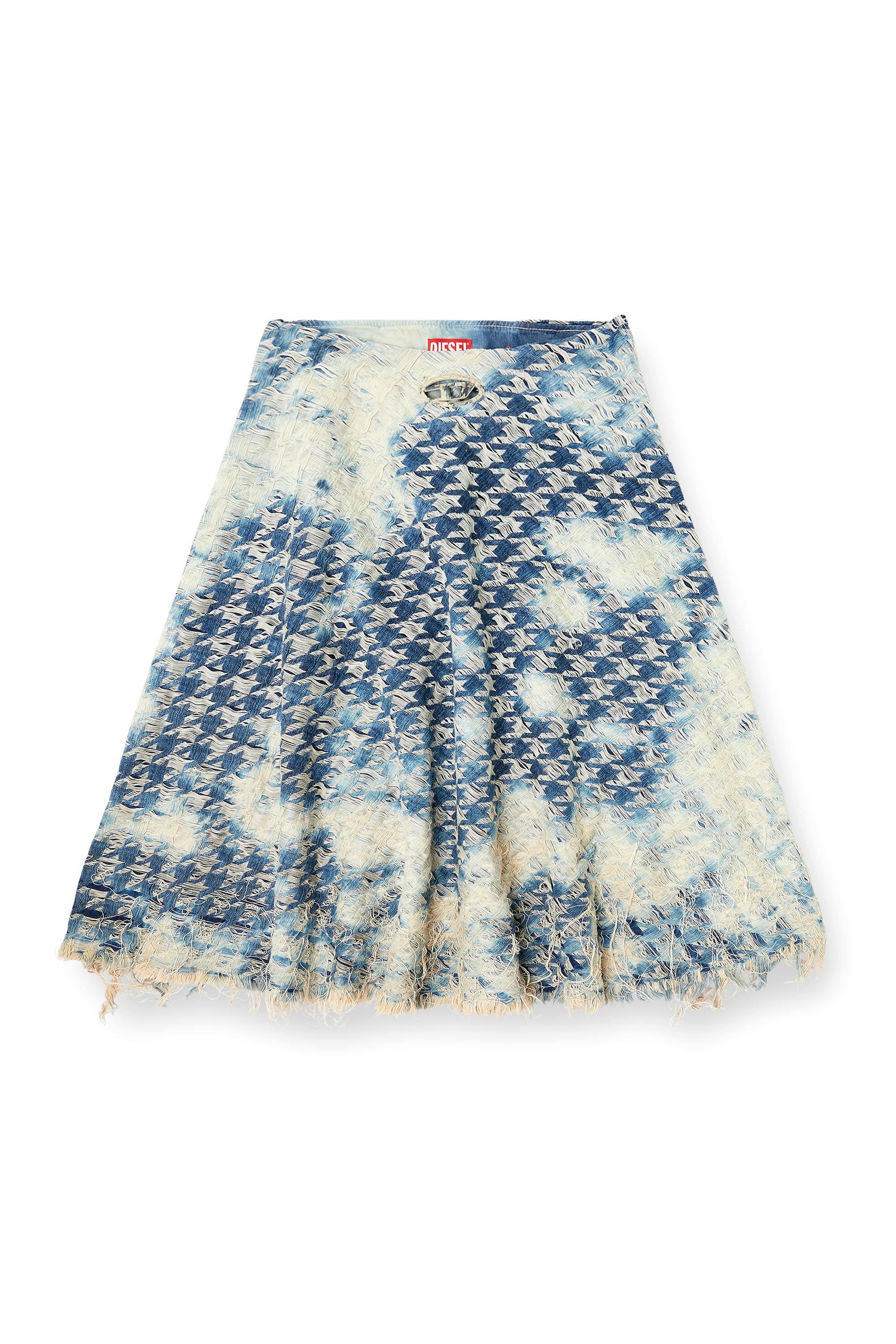 DE-ANNET-FSH1, Medium blue Diesel - DE-ANNET-FSH1, Woman's Midi skirt in houndstooth-weave denim in Medium blue - 2