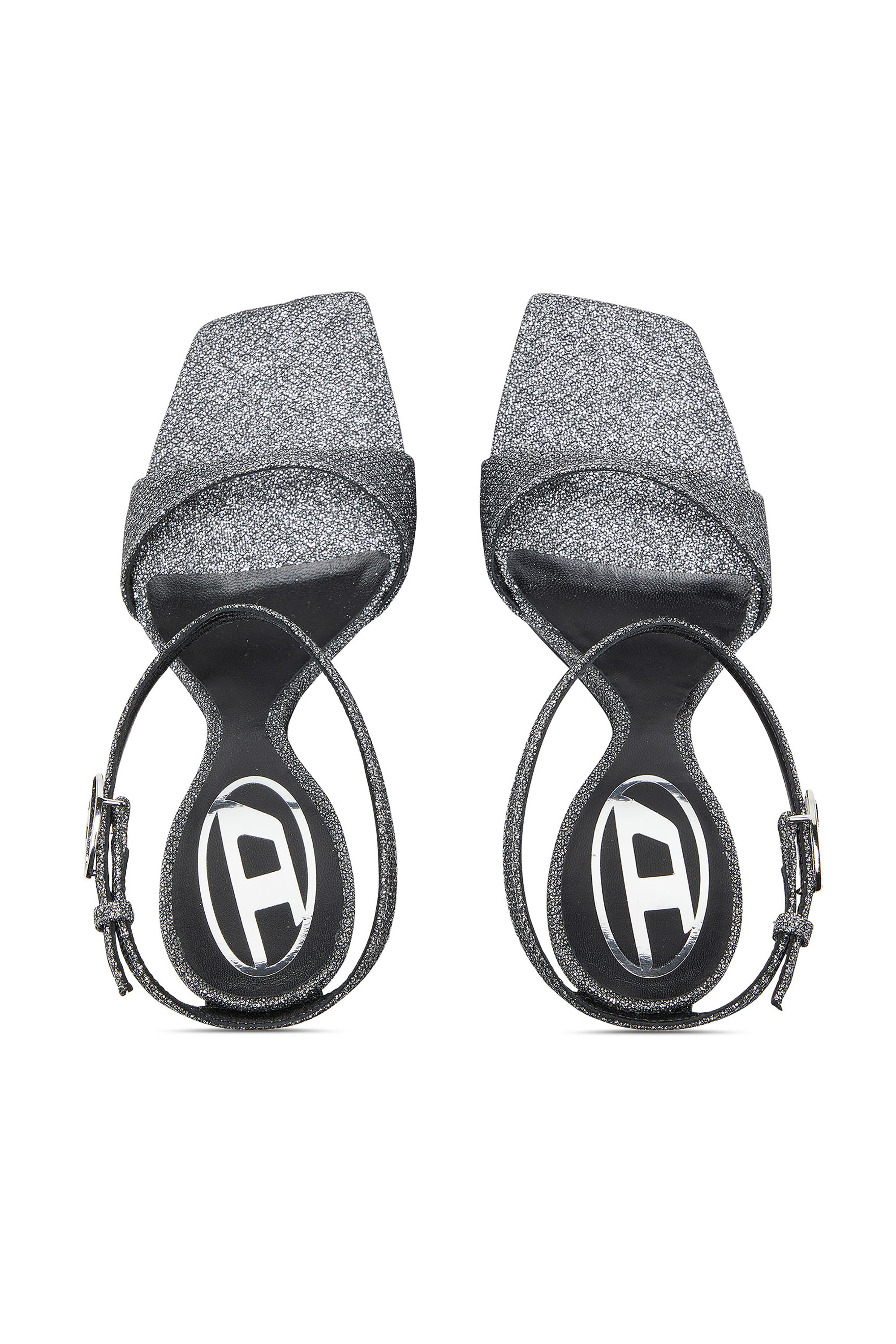 Diesel - D-AMBER SANDAL WEDGE, Damen D-Amber-Wedge Sandalen aus Lurexstoff in Silber - 4