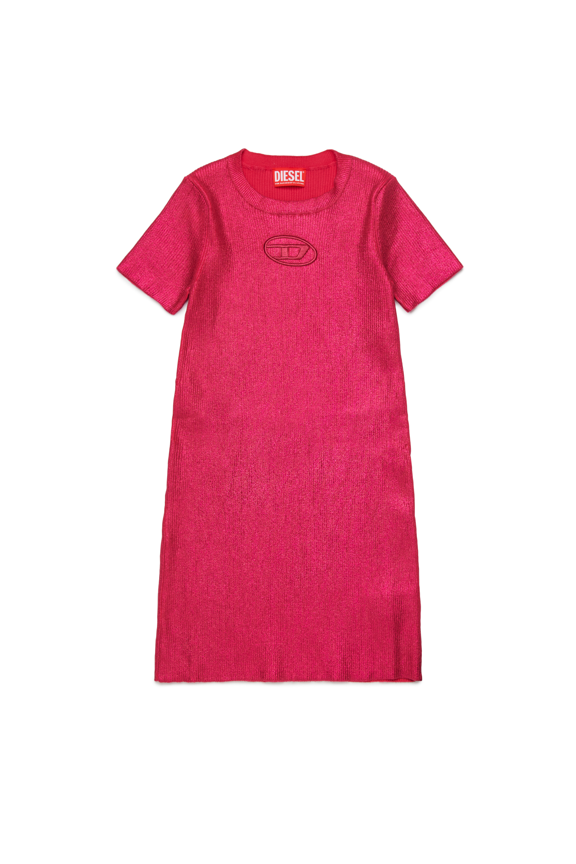 Diesel - DMONERVAX, Damen Kleid aus Metallic-Rippentrick in Rosa - 1