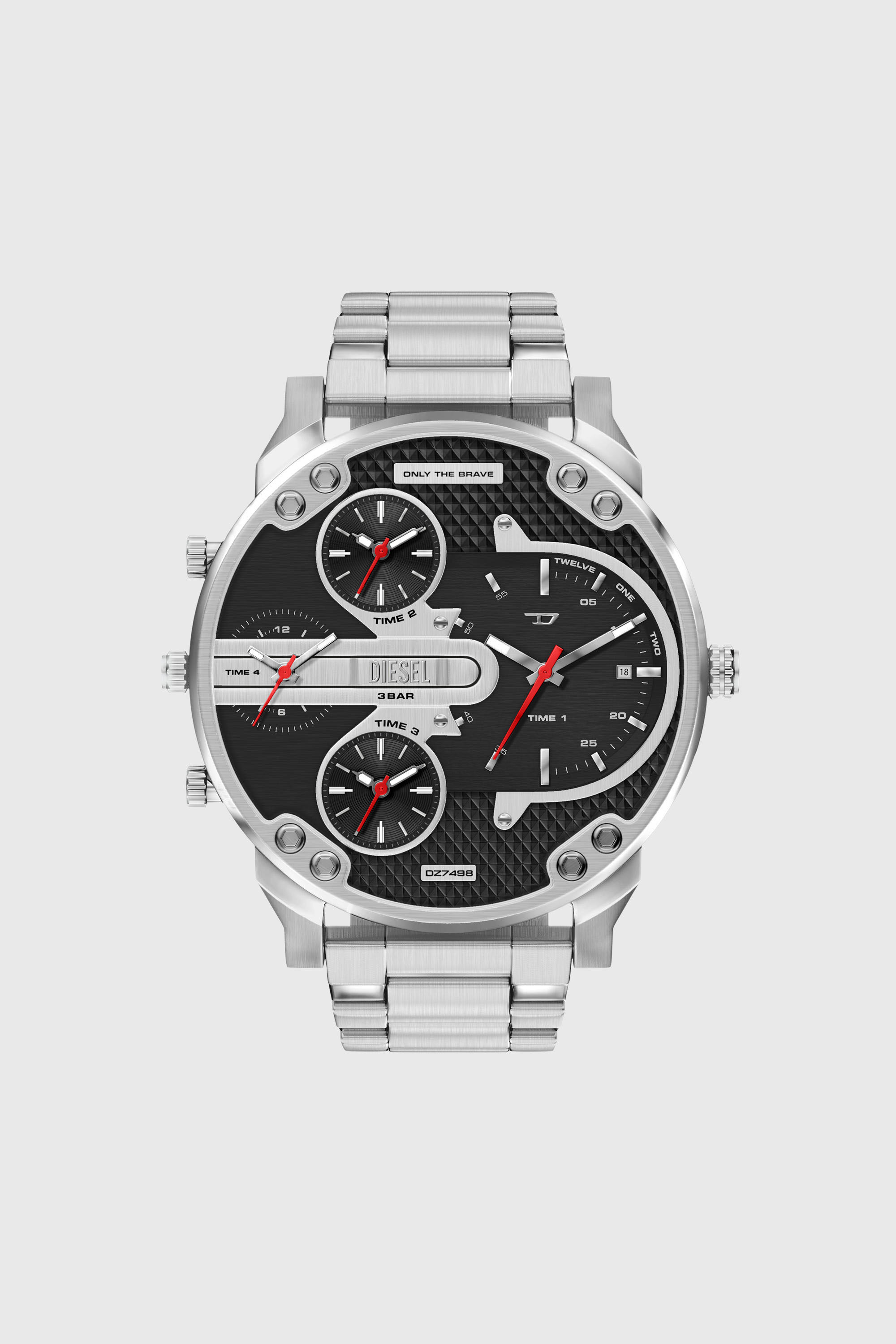Diesel - DZ7498 WATCH, Herren Mr. Daddy Slim Uhr mit Datumsanzeige aus Edelstahl in Silber - 1