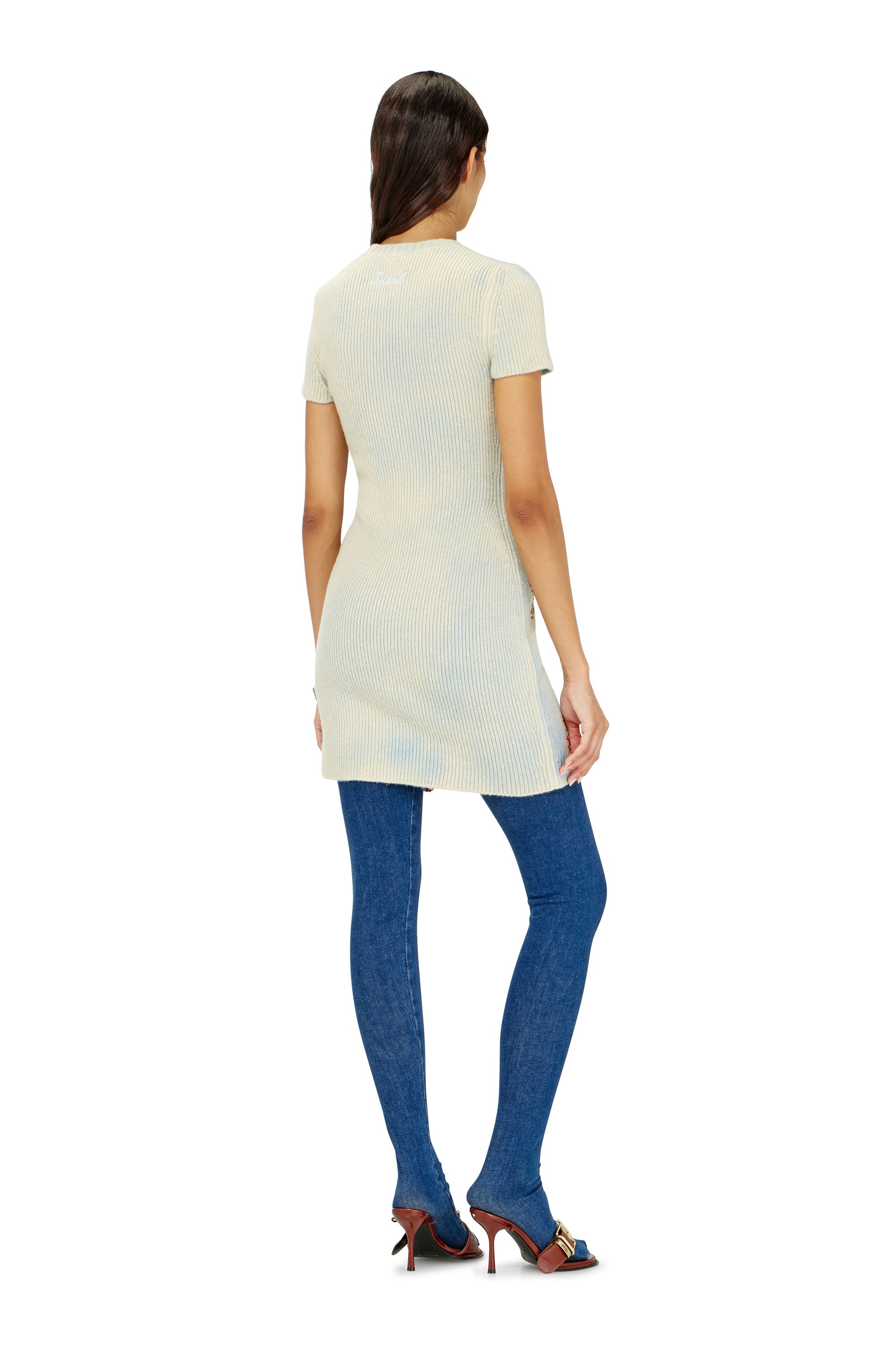 Diesel - M-RINNIE, Damen Kurzes Kleid aus Wollmischung mit Blumenmuster in null - 3