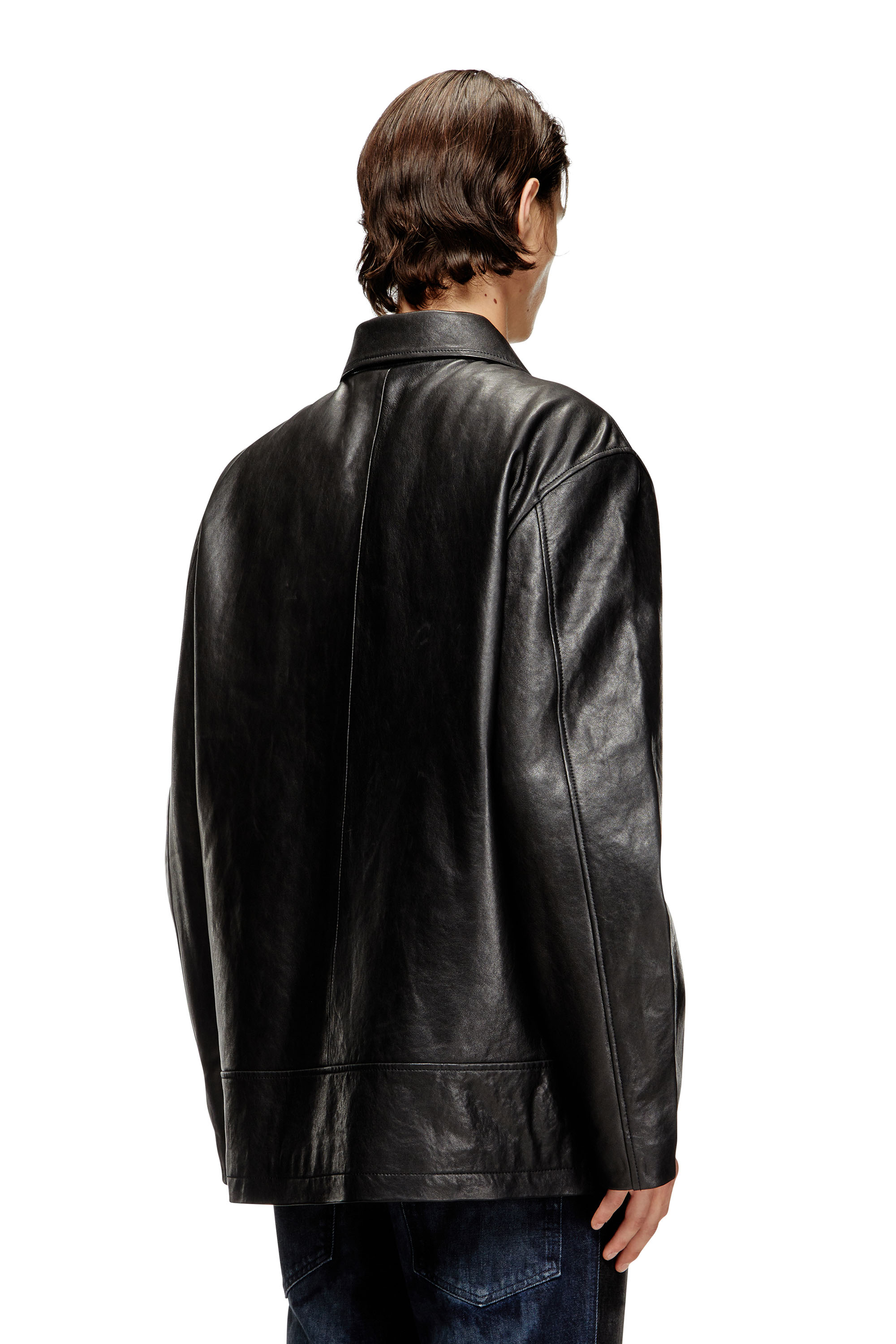 Diesel - L-JESS, Herren Gepolsterte Jacke aus Leder in Schwarz - 4