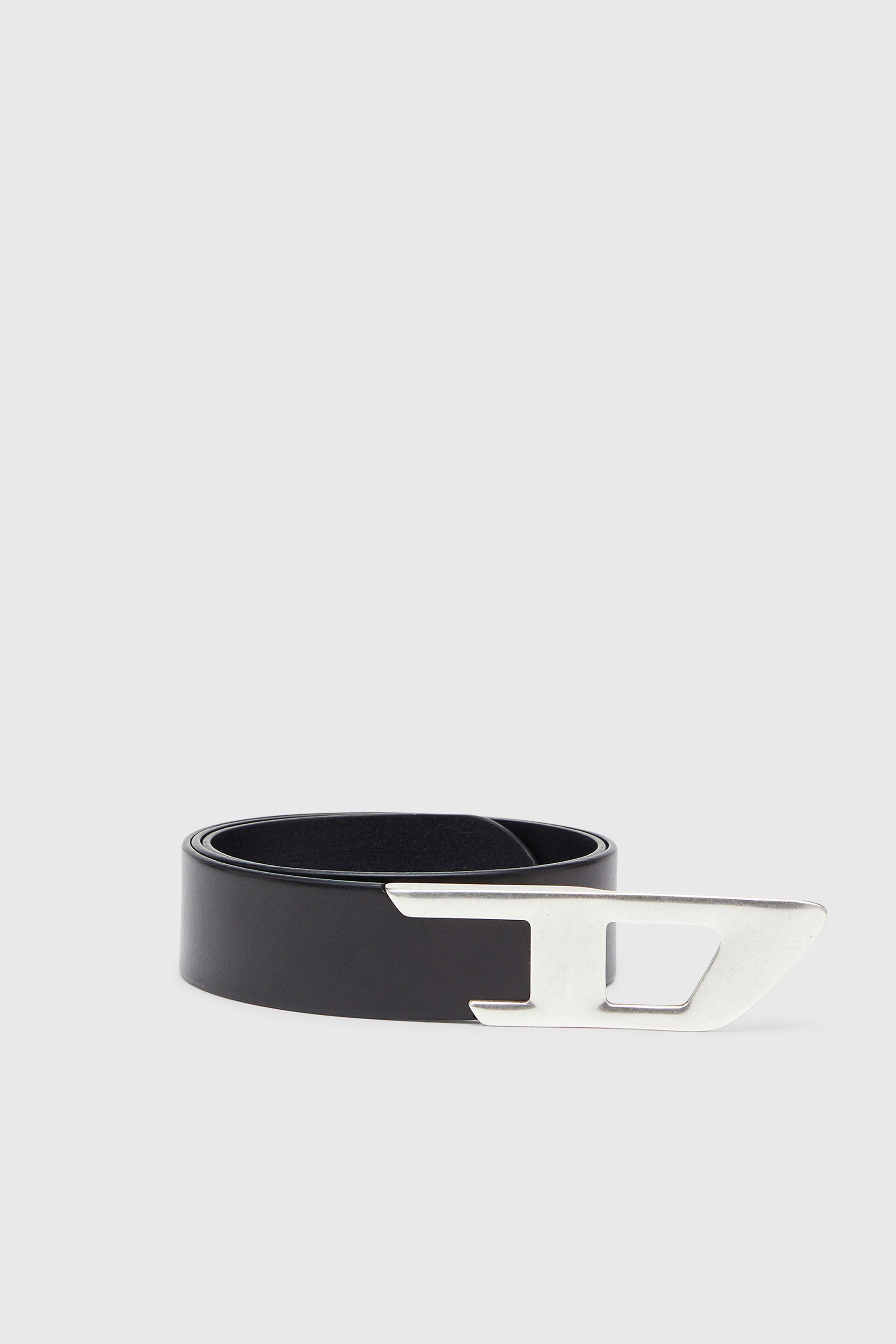 Diesel - B-D LOGO 2.0 40, Unisex 4 cm Lederg&uuml;rtel mit Metallschnalle in D-Form in Schwarz/Silber - 1