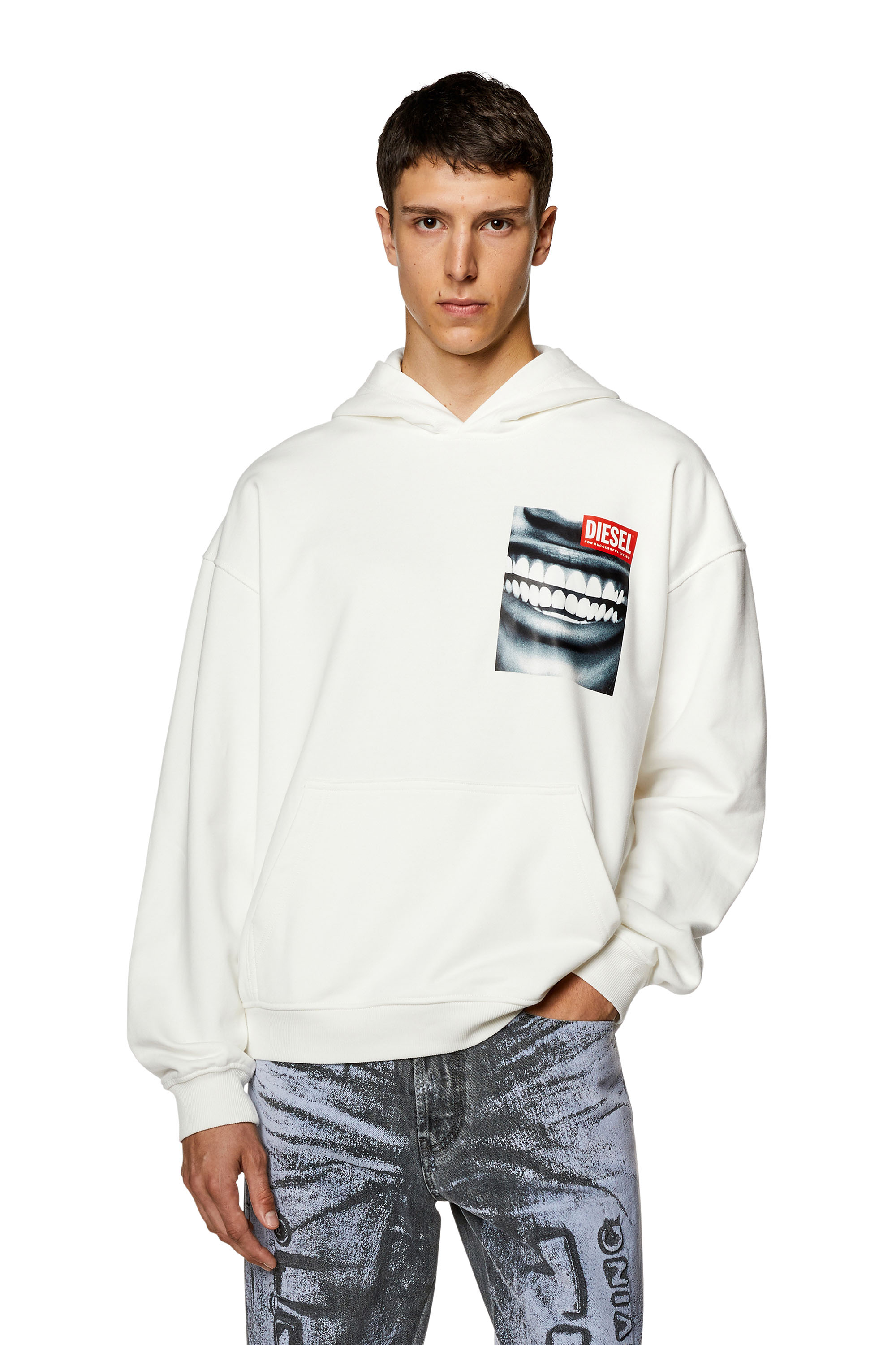 Diesel - S-NABEL-HOOD-FACE, Weiß - Image 1