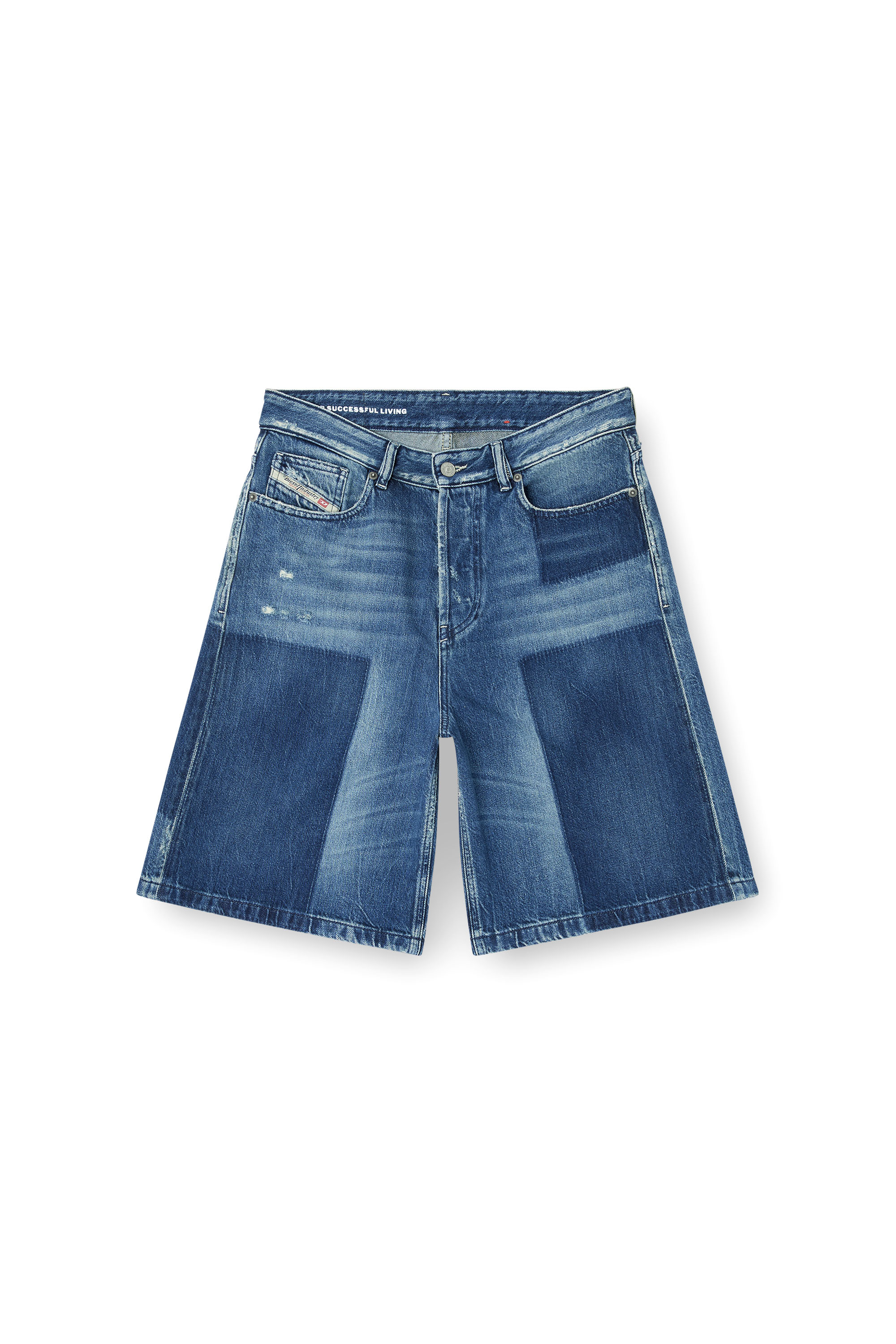 Diesel - DE-SIRE-SHORT, Damen Shorts in Kontrast-Effekt-Denim in Mittelblau - 3